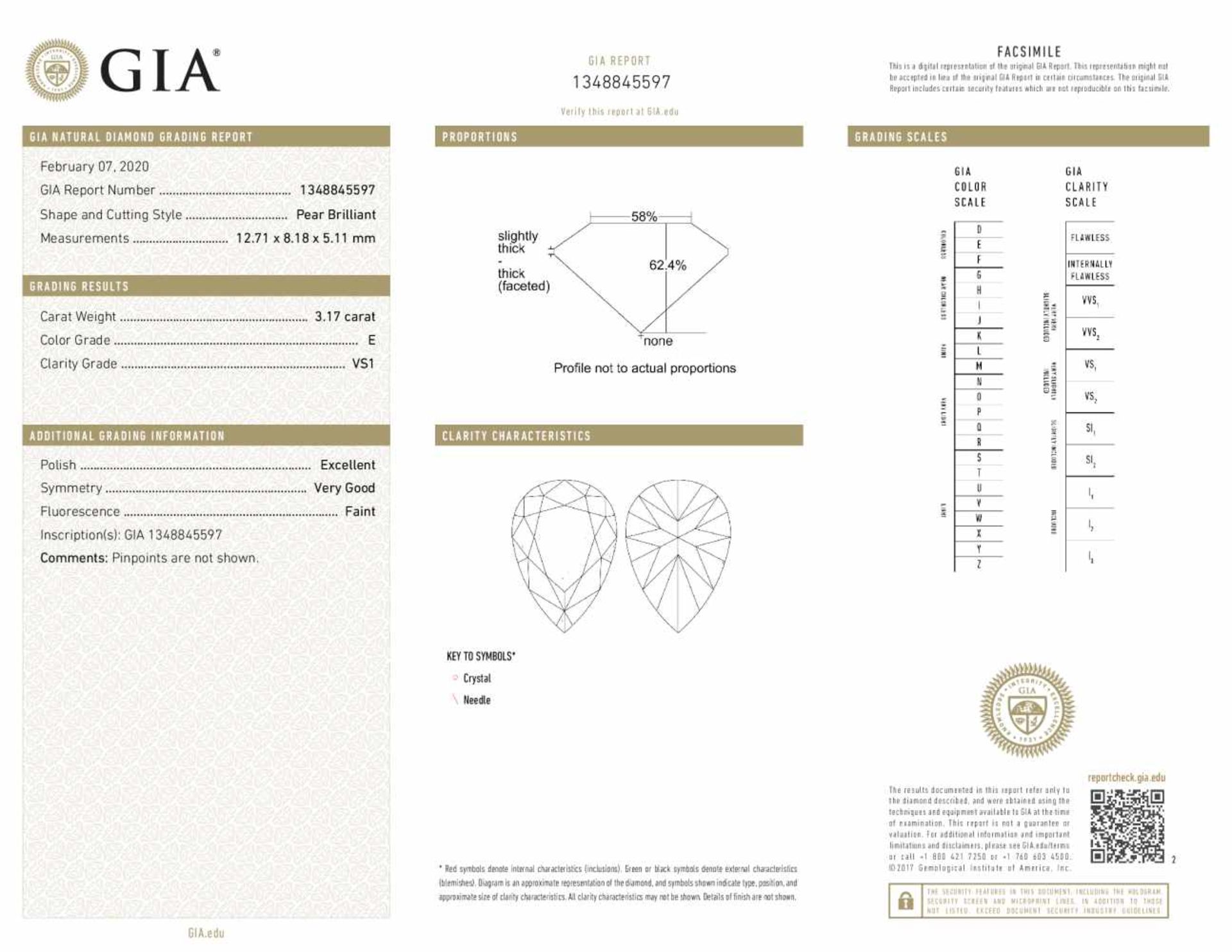 Diamond - 3.17ct - GIA E VS1 - Bild 4 aus 4