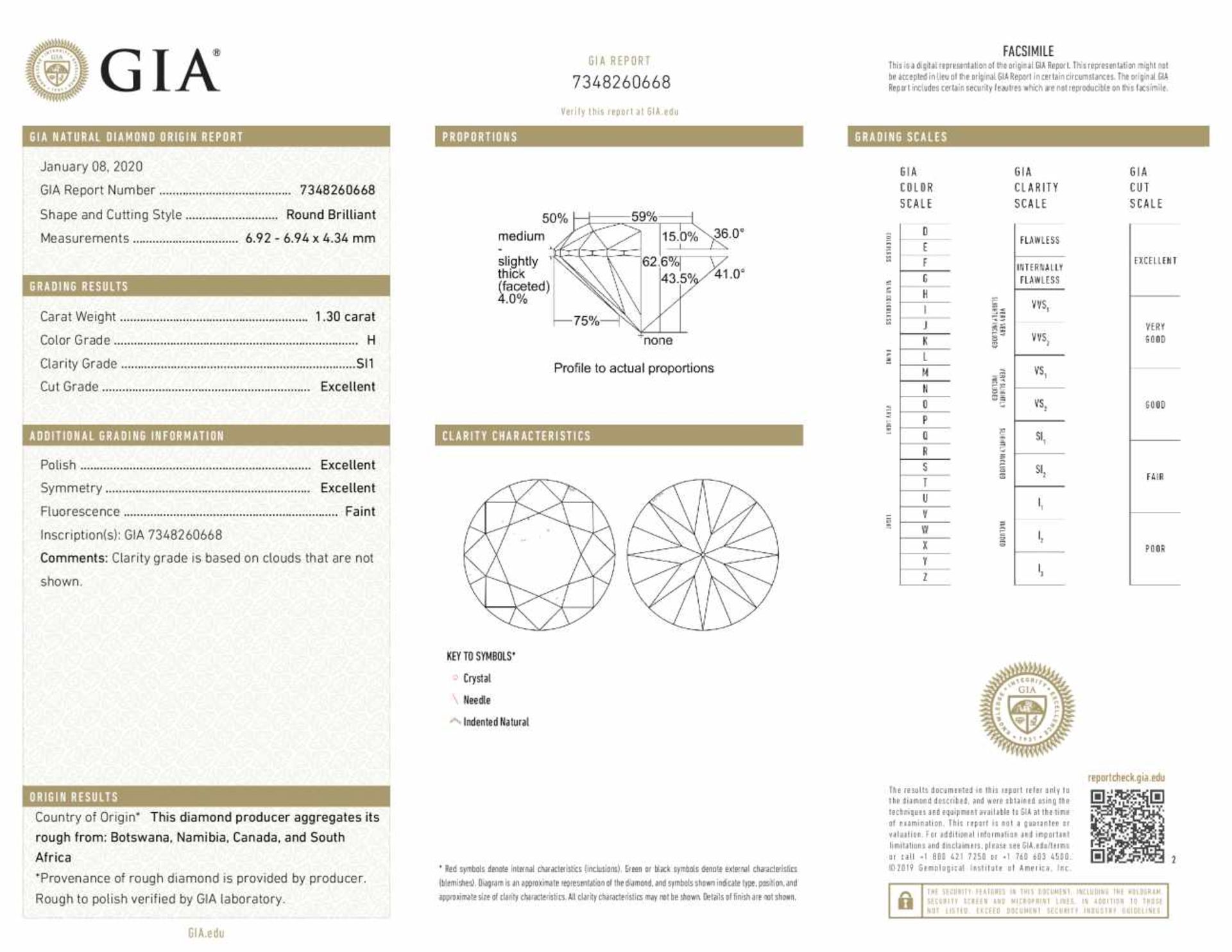 Diamond - 1.30ct - H SI1 - GIA - Bild 3 aus 4