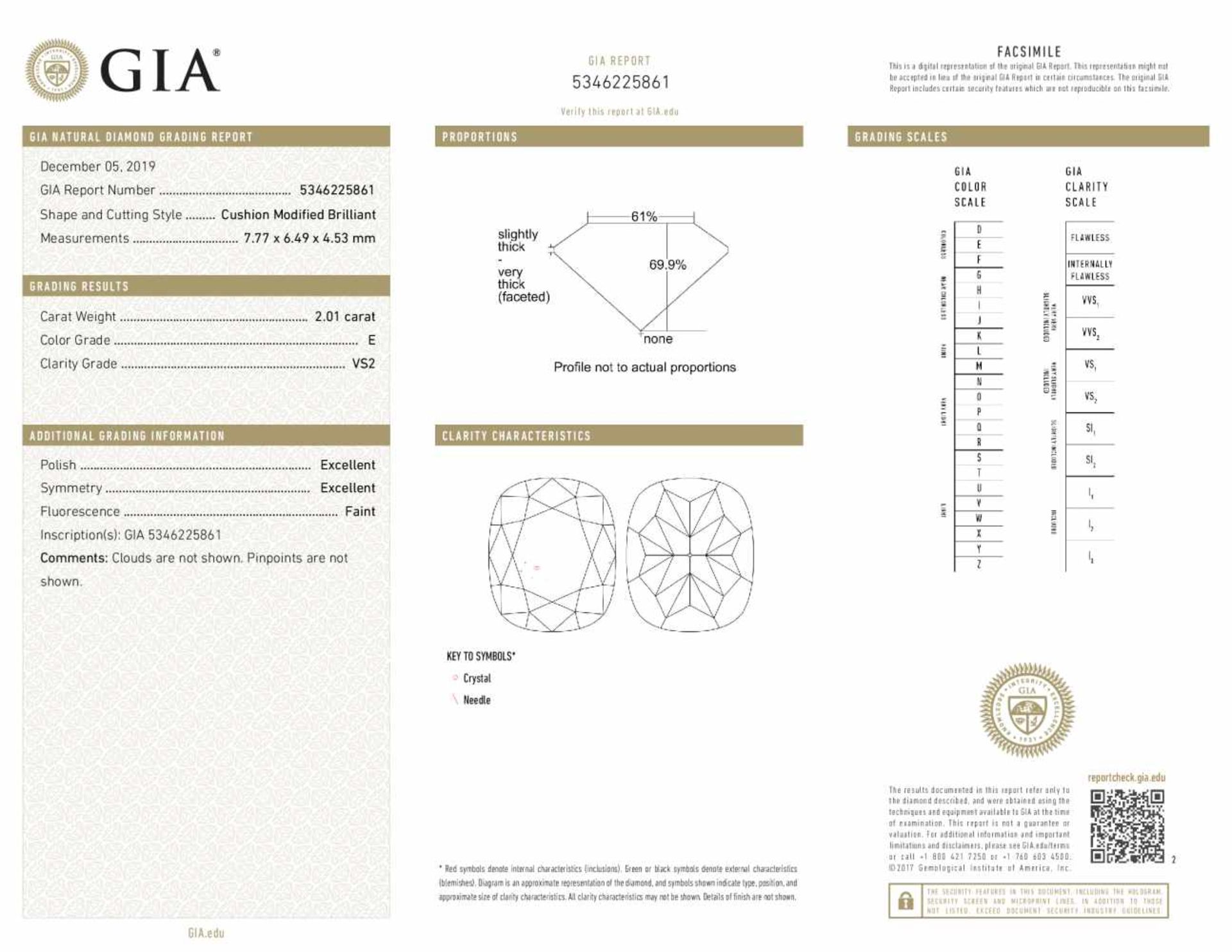 Diamond - 2.01ct - GIA - E VS2 - Bild 2 aus 4