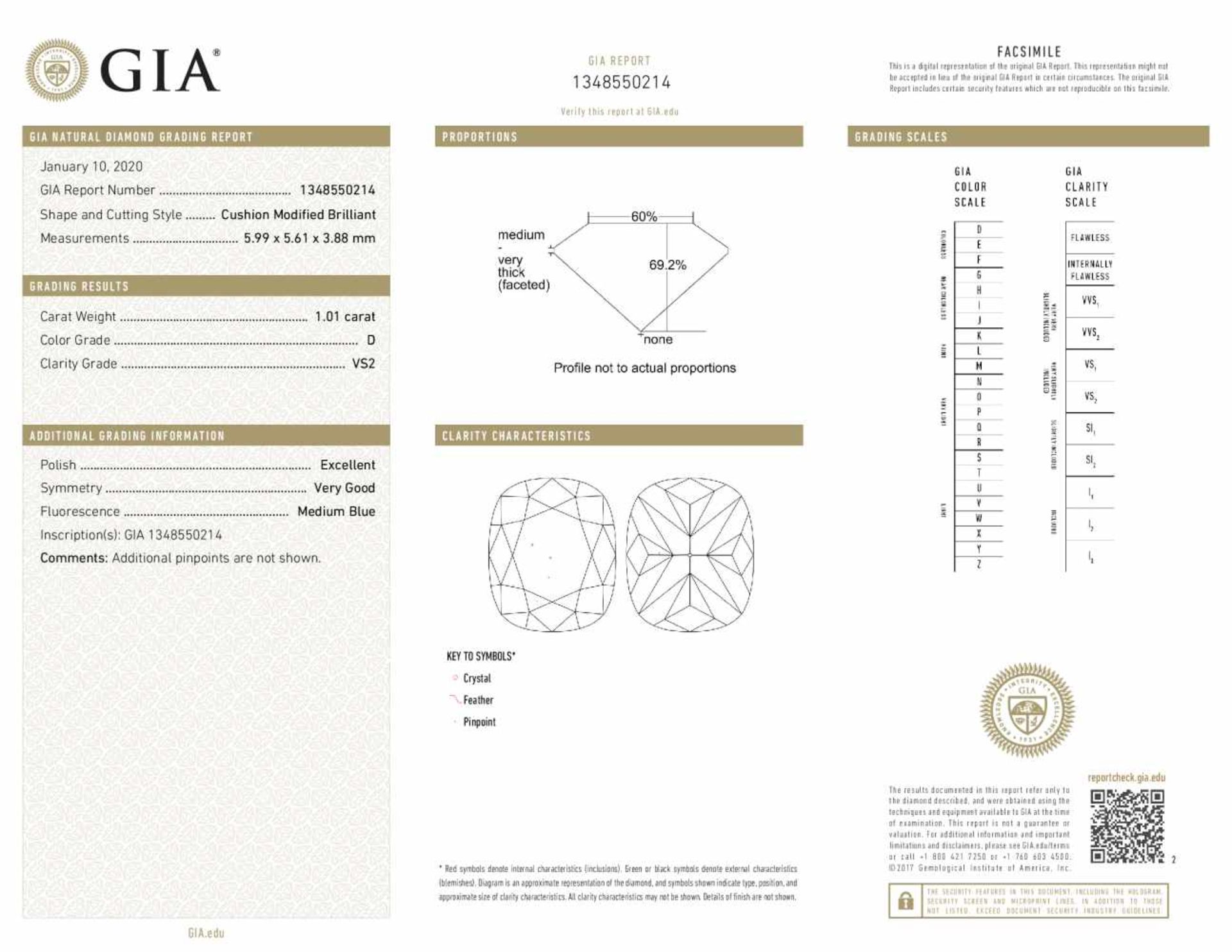 Diamond - 1.01ct - GIA - D VS2 - Bild 3 aus 4