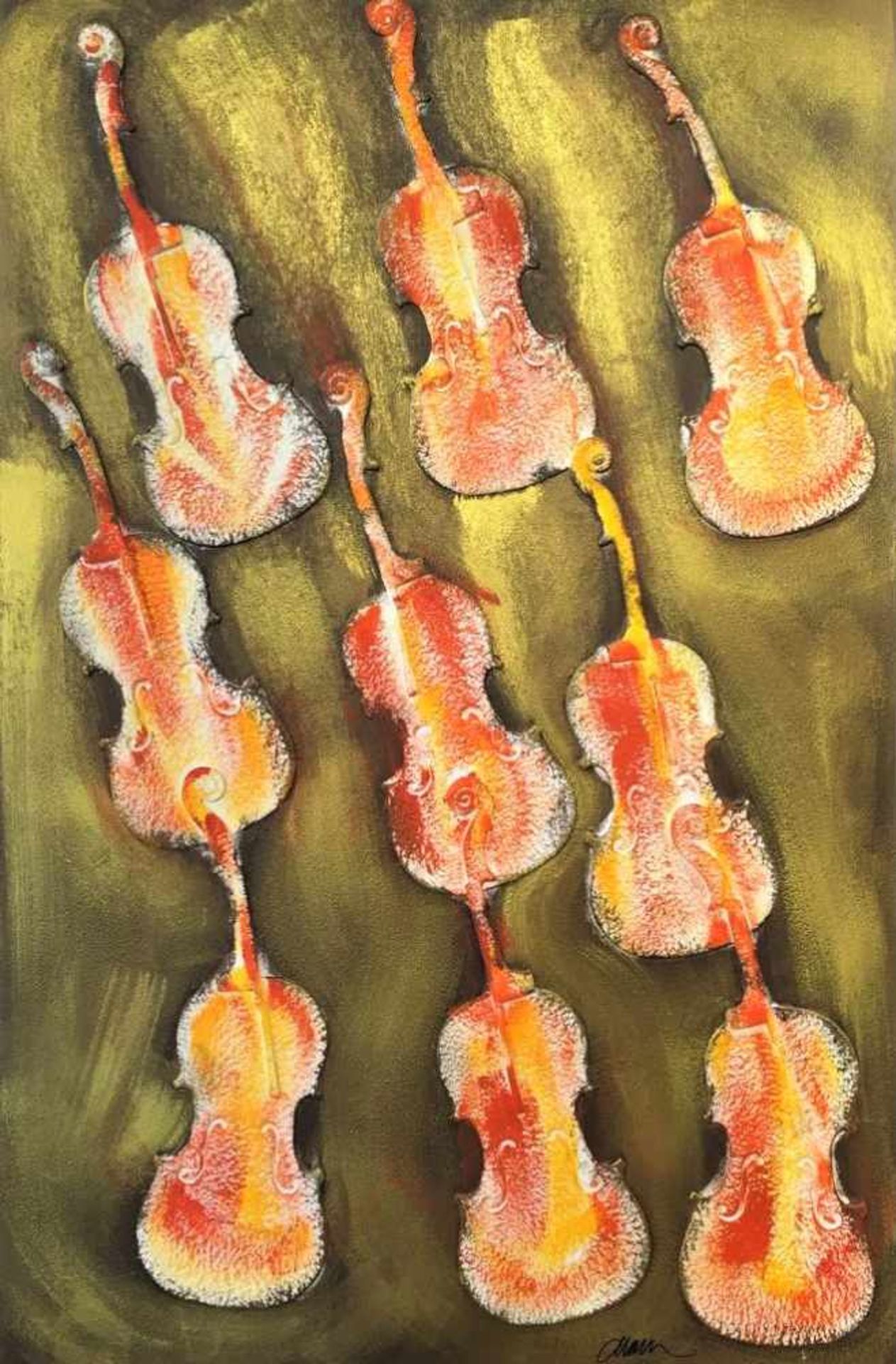 Arman - Empreintes de violon orange, 2004