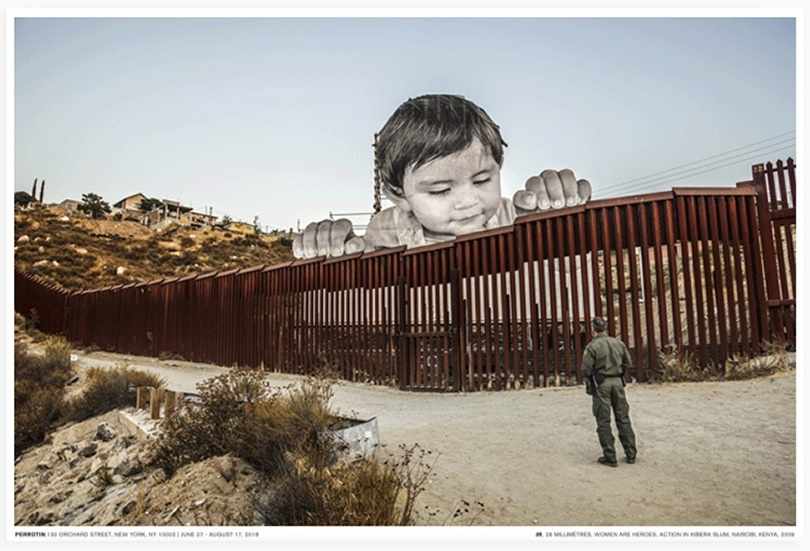 JR - Giants, Kikito and the border patrol, Tecate, Mexico-USA