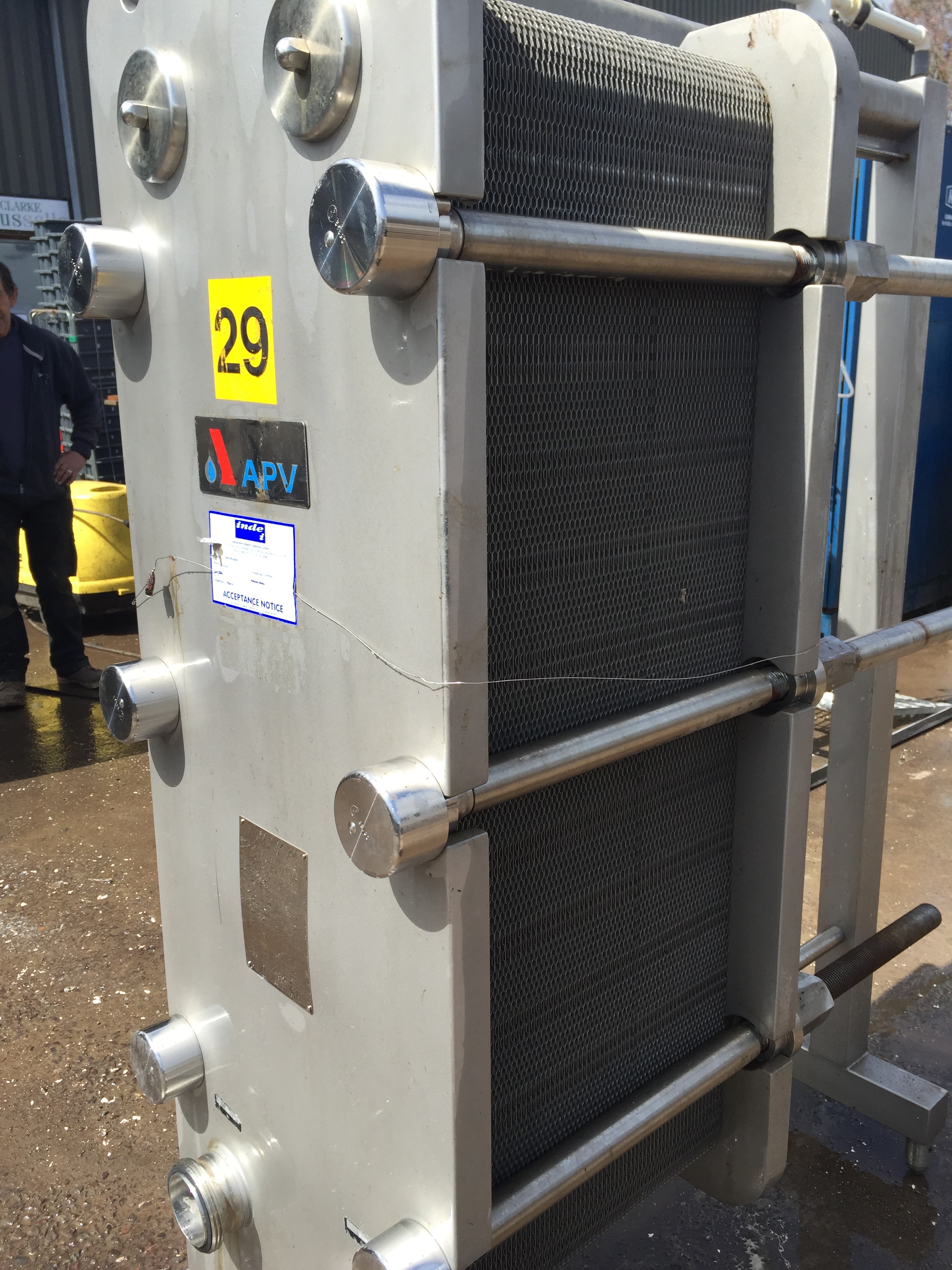 1 x APV heat exchanger. Type N35. All s/s. Recently came out working. Previously used in the dairy