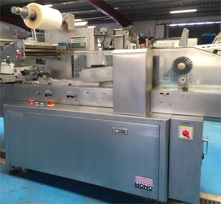 1 x Mono all s/s flowrapper previously working on baguettes. With infeed and outfeed conveyors.