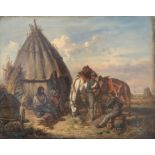 Adolf van der Venne (1828-1911) The Prisoners Oil on canvas Monogrammed 33.5 x 42.5 cm Unframed