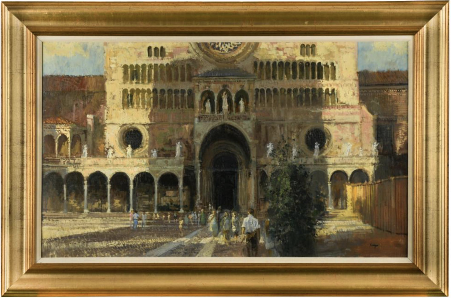 Peter Kuhfeld, RP, NEAC (b. 1952) Duomo Cremona, late afternoon Oil on canvas 44 x 75 cm (17 x 29