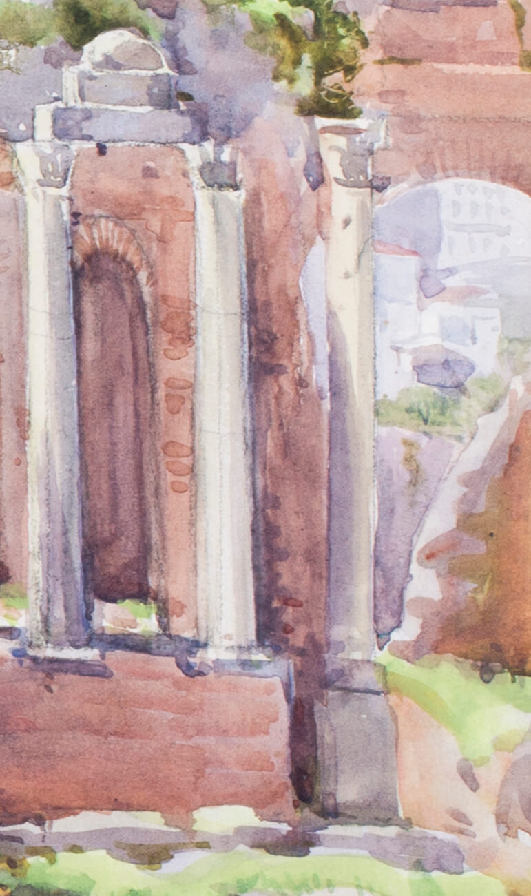Gwen Dorrien-Smith (British Circa 1921) The Amphitheatre At Taormina, Etna Beyond Watercolour on - Image 5 of 7