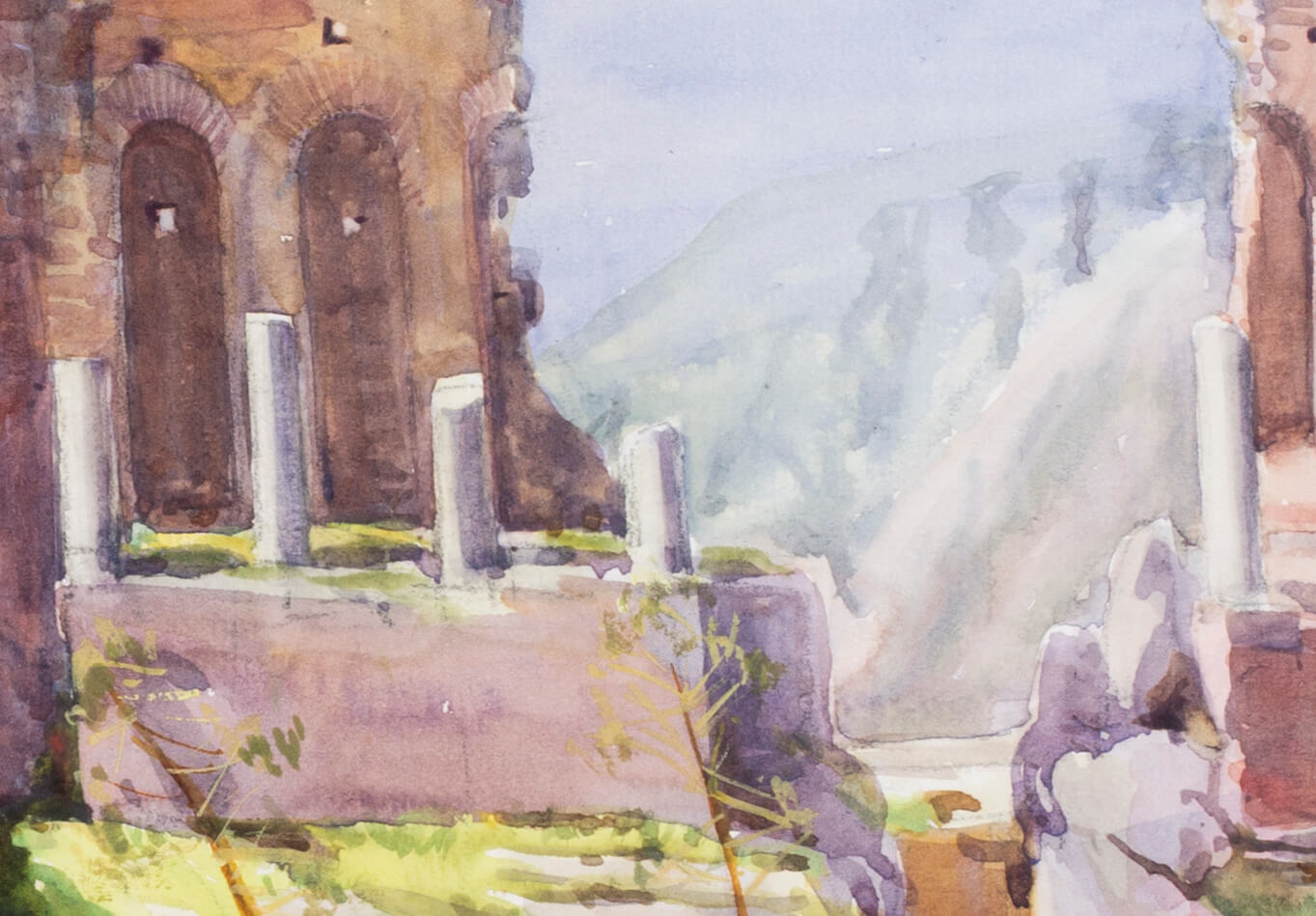 Gwen Dorrien-Smith (British Circa 1921) The Amphitheatre At Taormina, Etna Beyond Watercolour on - Image 3 of 7