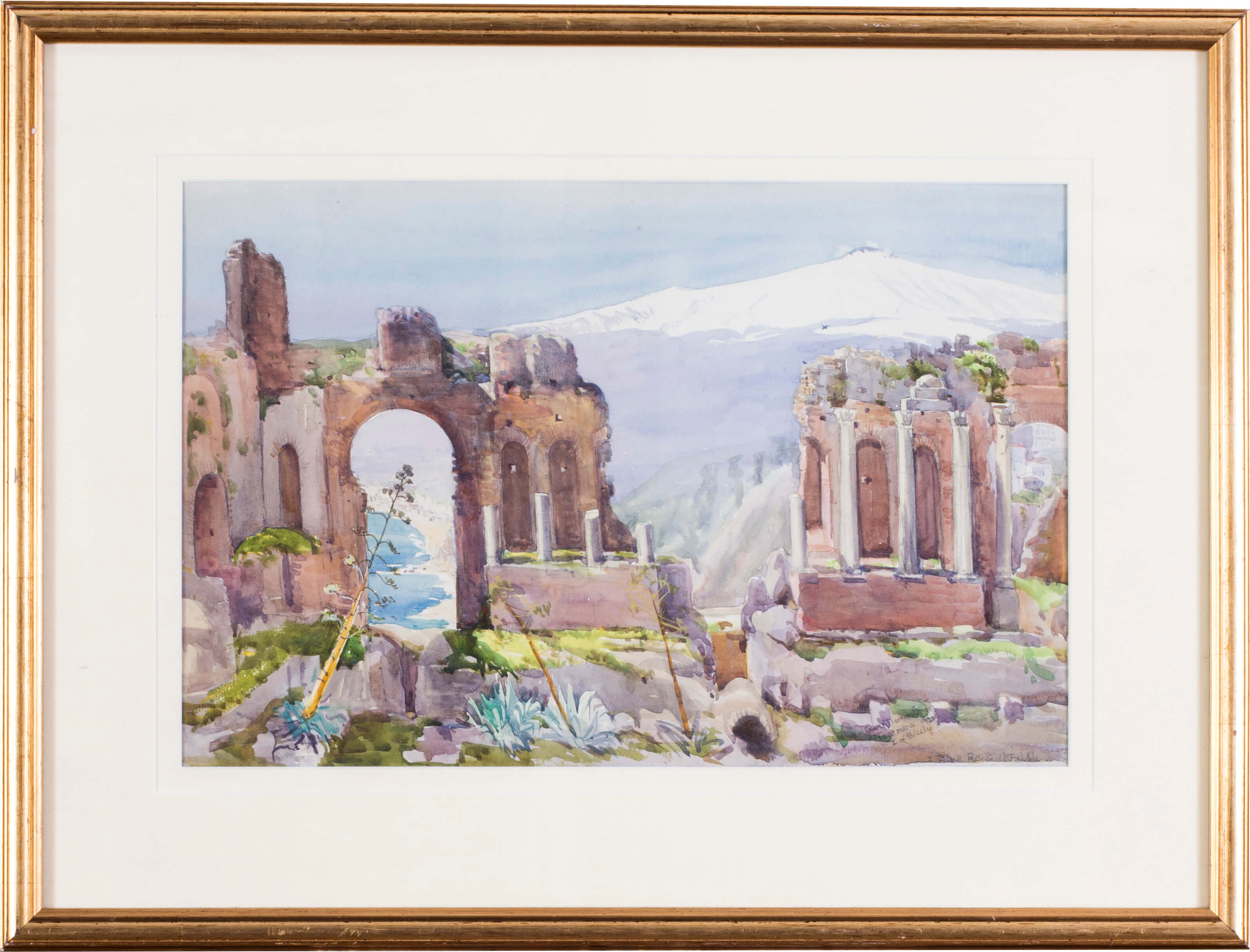 Gwen Dorrien-Smith (British Circa 1921) The Amphitheatre At Taormina, Etna Beyond Watercolour on - Image 2 of 7