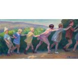 Ernest Bouard (French, d. 1938) Follow the leader, 1929 Oil on canvas 24 x 45.1/4in. Size