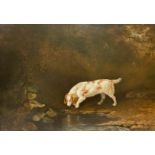 Edwin Cooper (1785-1833) A spaniel by a pond in a woodland landscape Oil on canvas Signed lower left