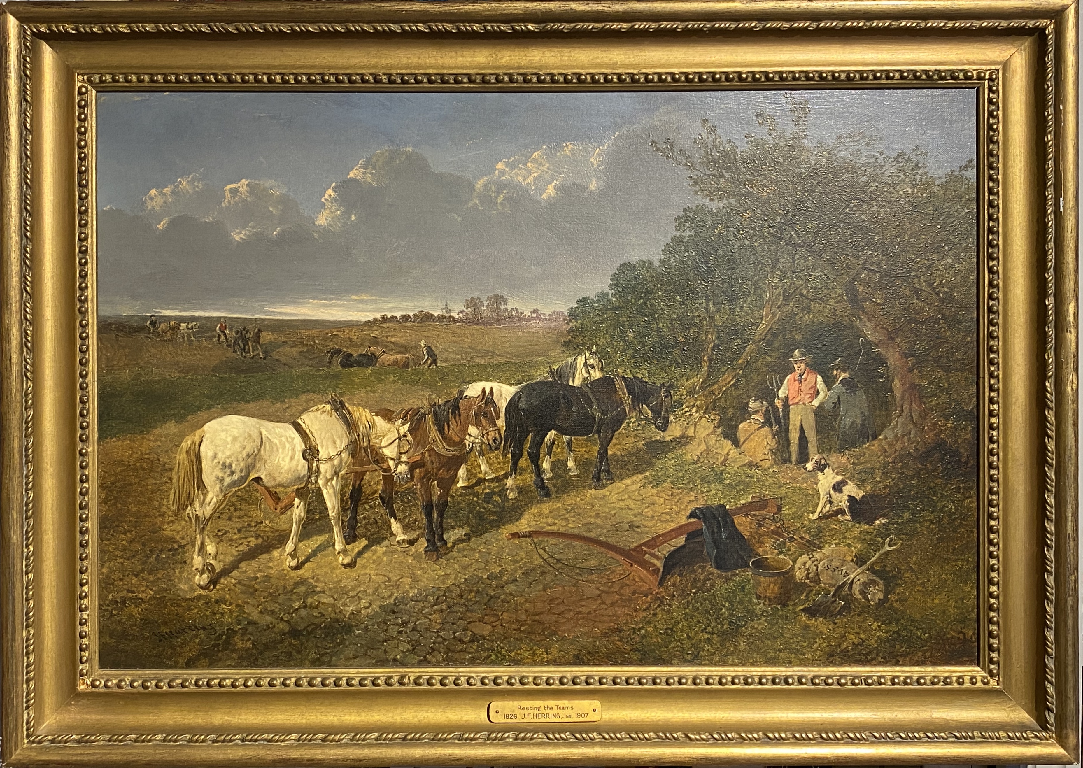 John Frederick Herring Jr (1816-1907) "Resting the Team" Oil on canvas Signed 41cm x 61cm (16 x - Image 4 of 6