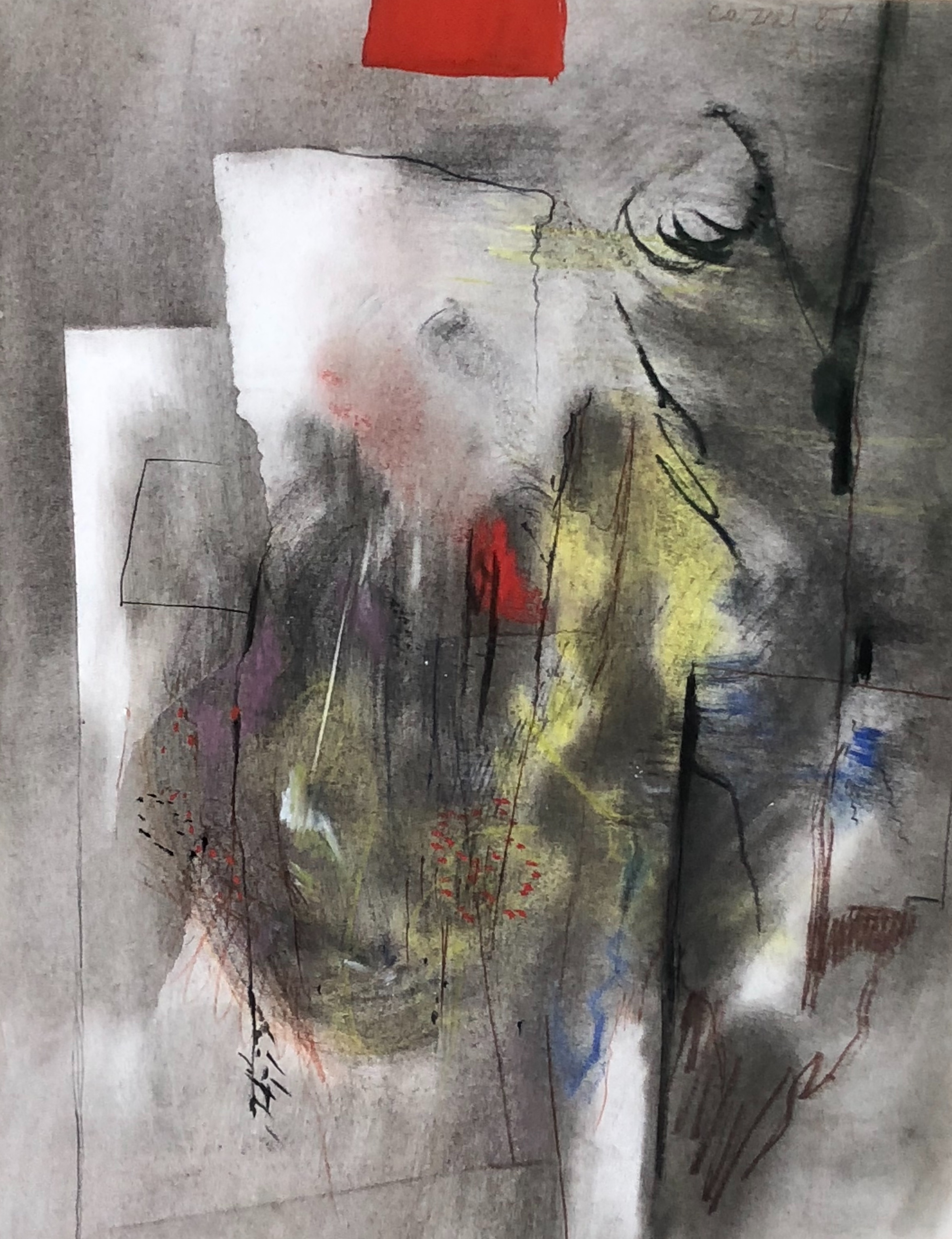 Caziel (1906-1988) Abstract Pencil, charcoal, gouache and pastel Signed, dated 87 and numbered