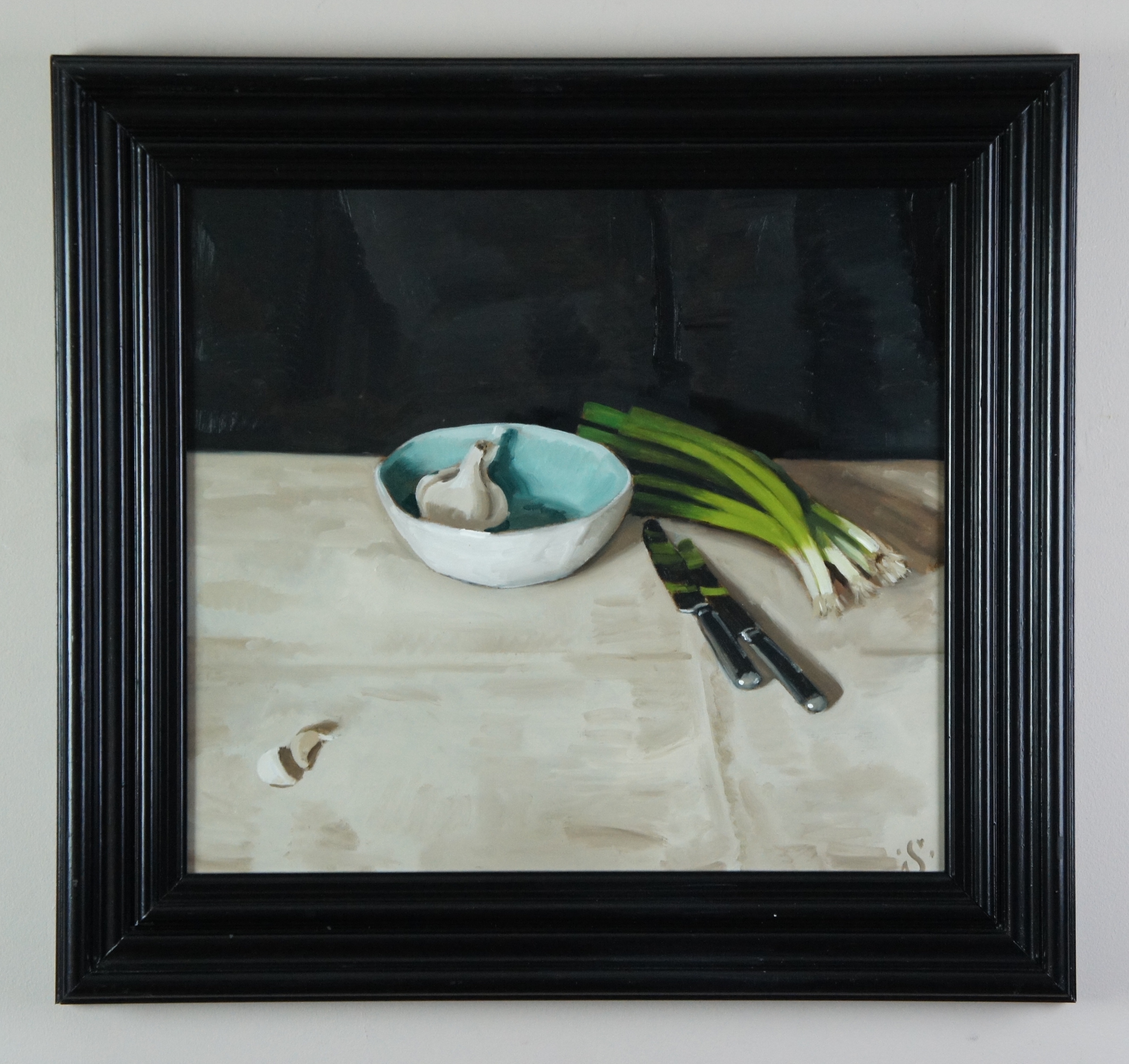 Sam Travers (b. 1984) The turquoise bowl Oil on board Signed with monogram 44 x 59 cm Framed size 60 - Image 2 of 2
