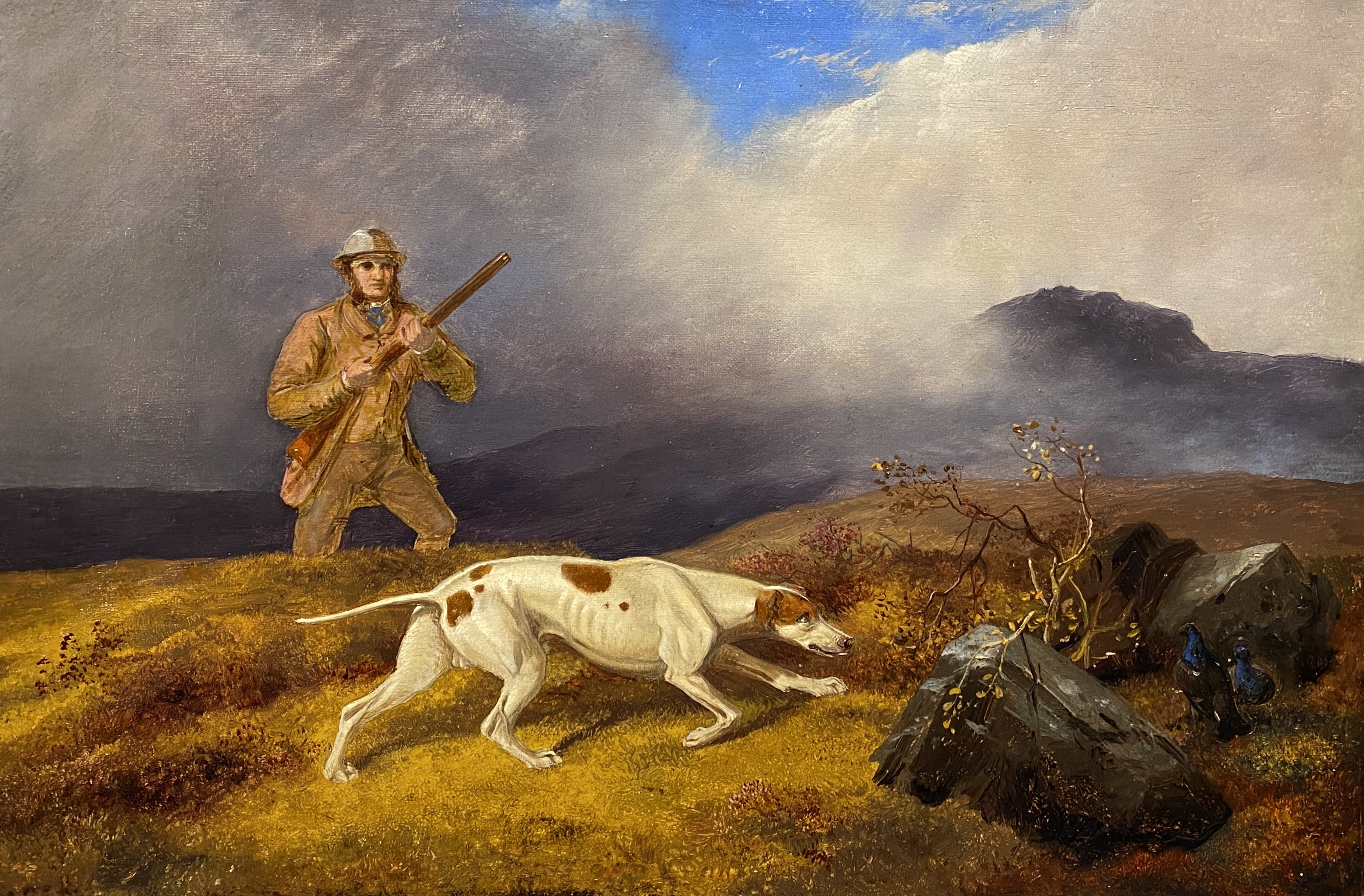 Samuel John Egbert Jones (1797-1861) A gentleman grouse shooting with a pointer