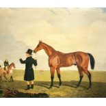 Lambert Marshall (1810-1870) Colonel J Peel's racehorse 'Archibald' with trainer and jockey