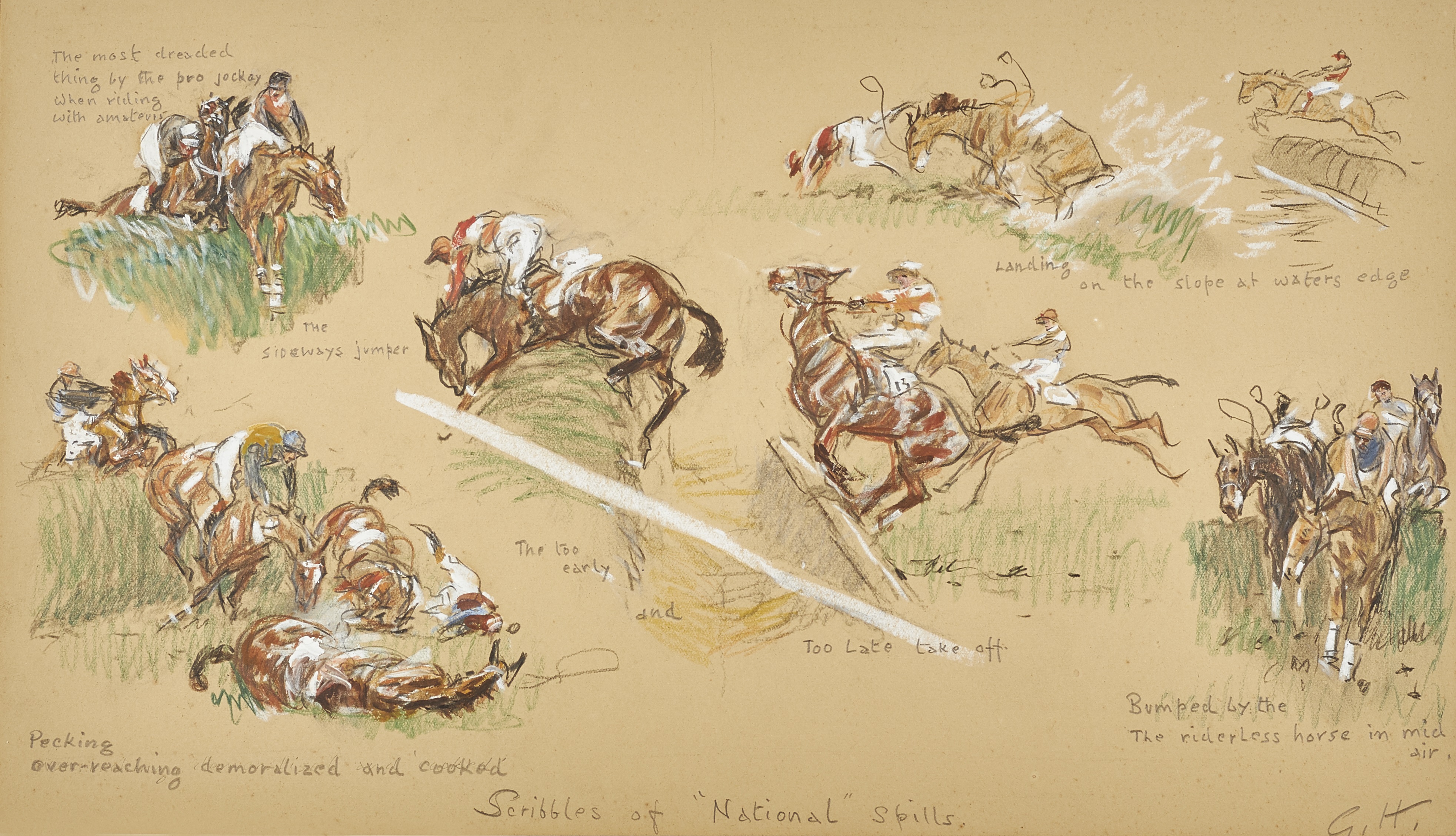 Gilbert Holiday (1879-1937) Scribbles of "National" spills