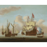 Cornelis van de Velde (1675-1729) A ship of the line of the Red Squadron firing a salute among