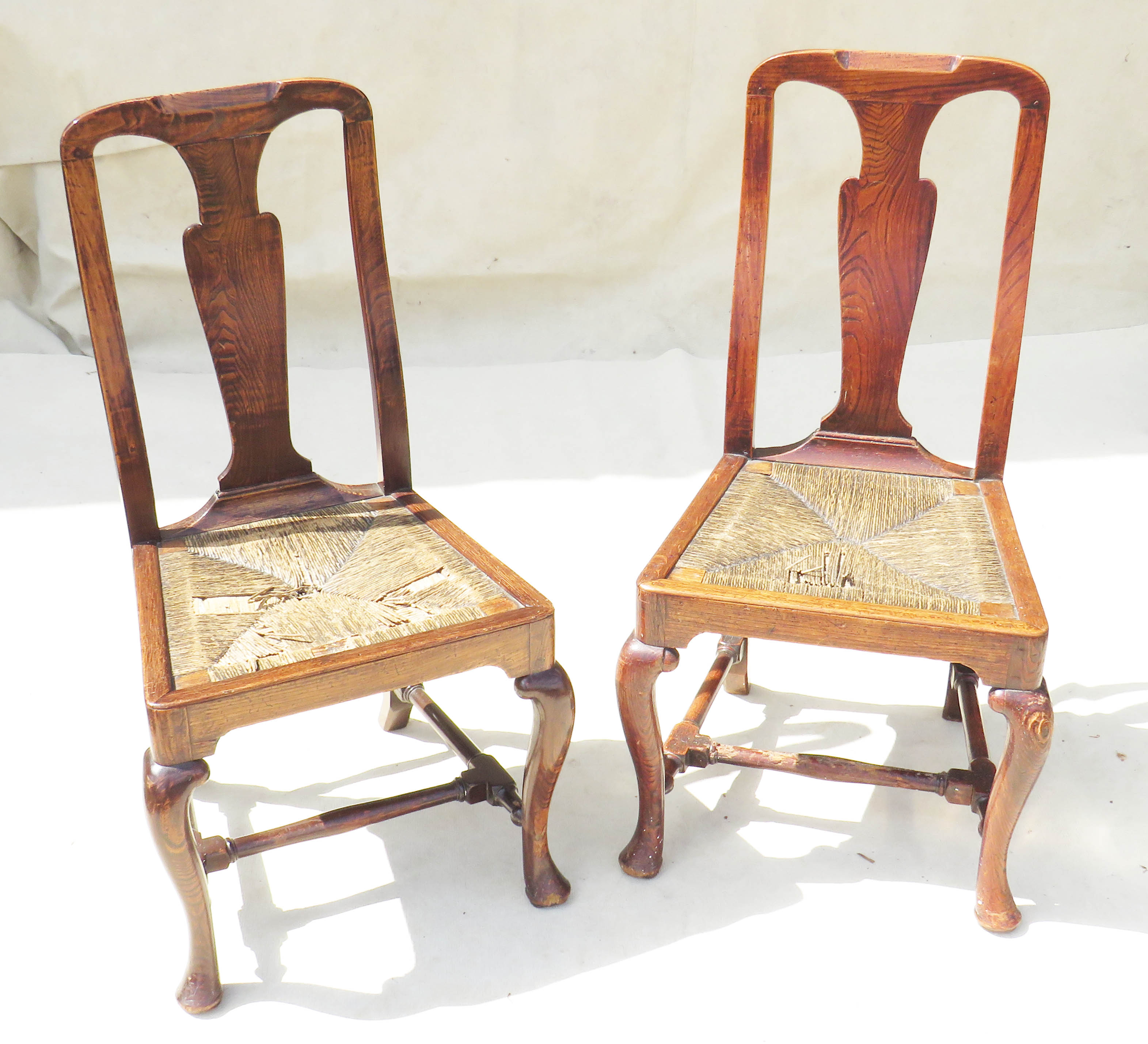 Pair of 18th century elm side chairs