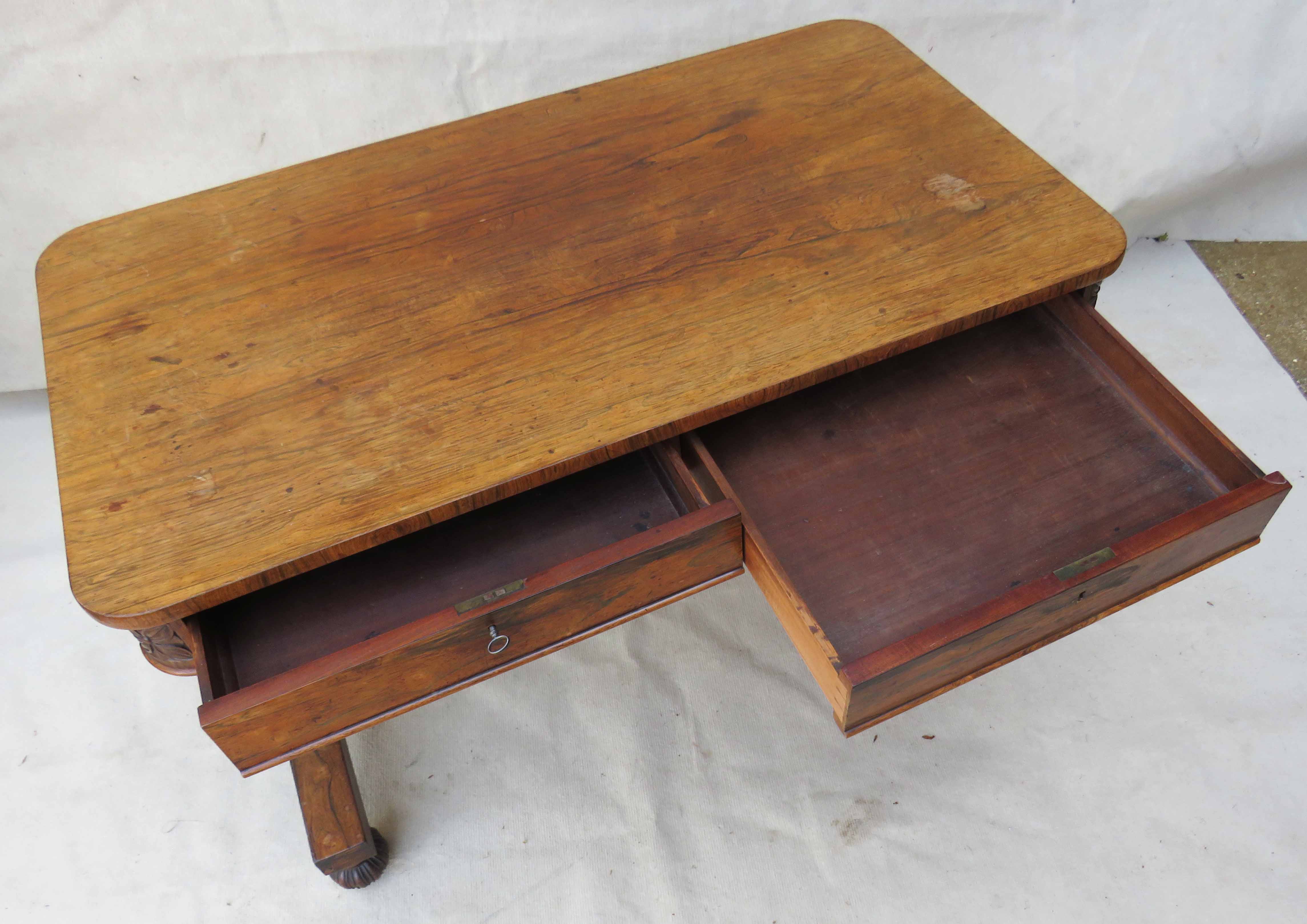 18th Century late Regency period rosewood library table - Image 3 of 8