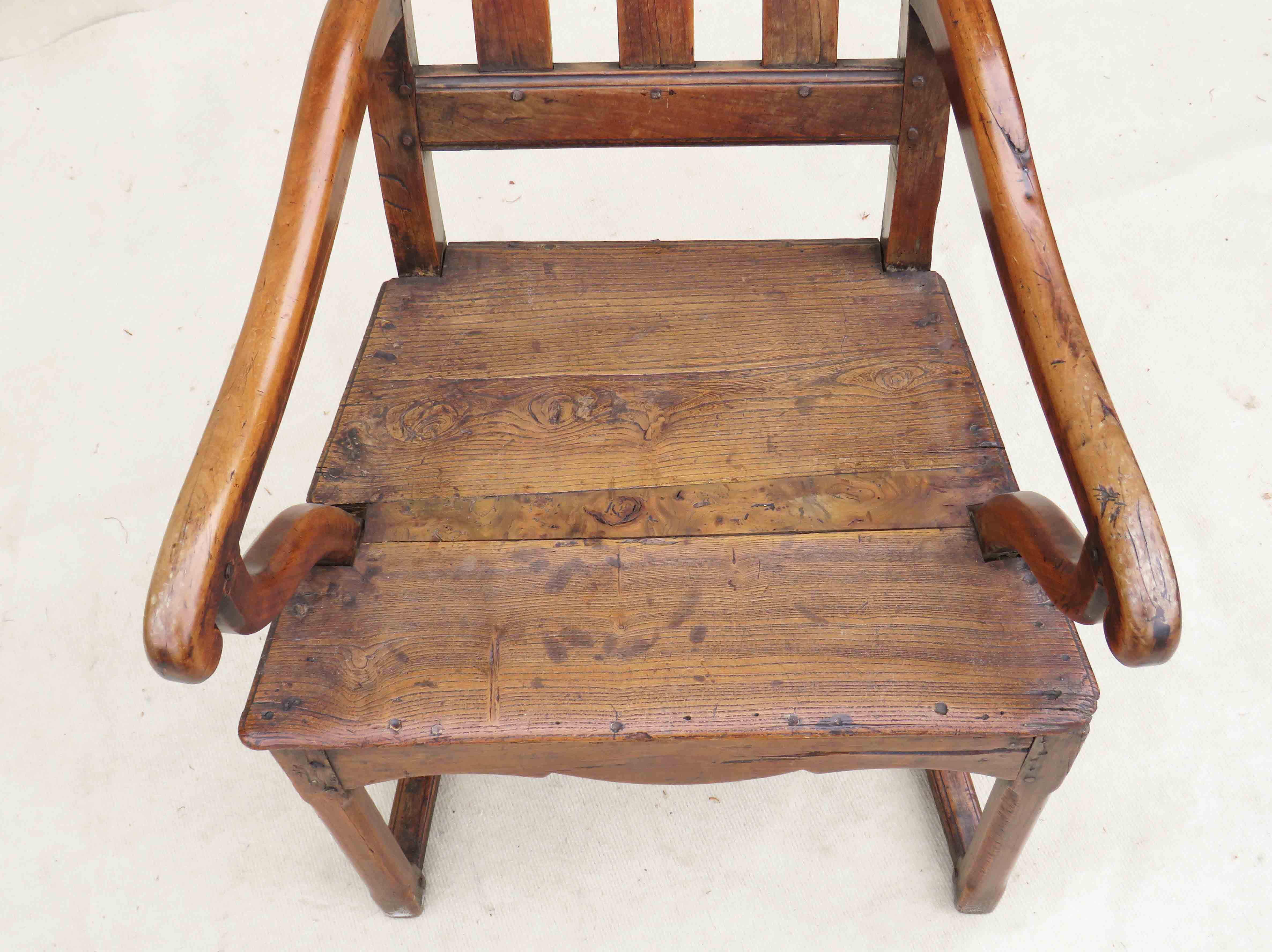 18th Century country armchair constructed from a selection of oak, yew, chestnut & fruitwood - Image 2 of 7