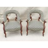 Pair Of Walnut Library Chairs, 19th Century