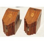 Good quality pair of Georgian late 18th century mahogany knife boxes