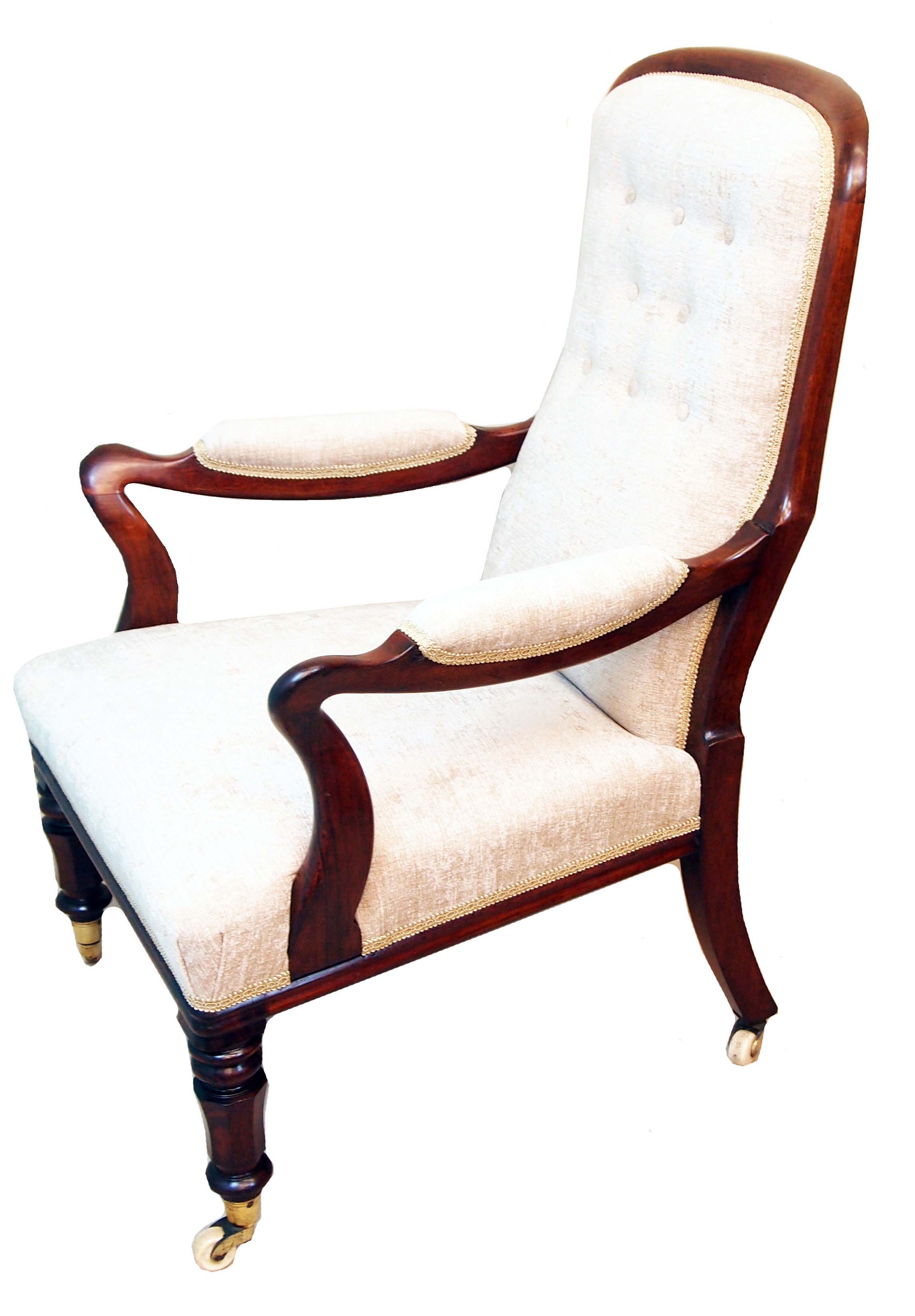 Pair of exceptional quality 19th century rosewood library armchairs - Image 2 of 3