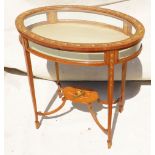 Late 19th Century satinwood oval bijouterie display table with painted & polychrome decoration