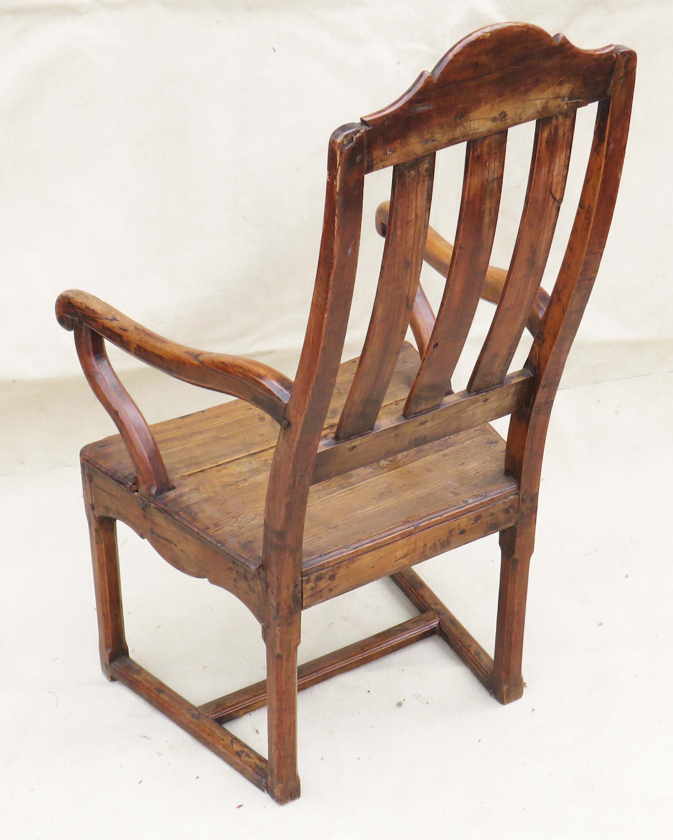 18th Century country armchair constructed from a selection of oak, yew, chestnut & fruitwood - Image 7 of 7