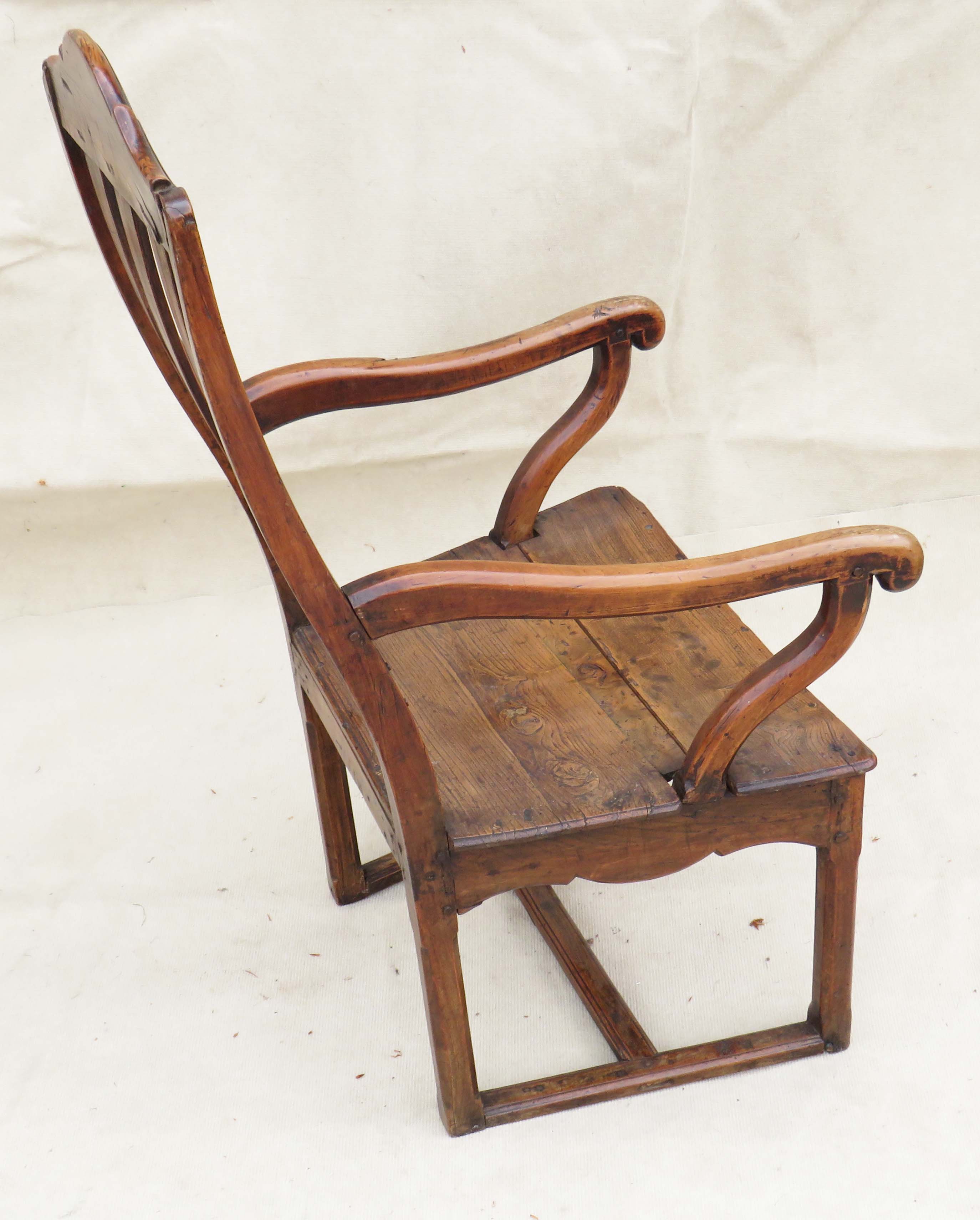 18th Century country armchair constructed from a selection of oak, yew, chestnut & fruitwood - Image 3 of 7