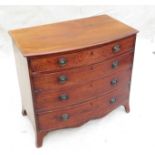 Late 18th Century mahogany bow fronted chest of four oak lined long drawers