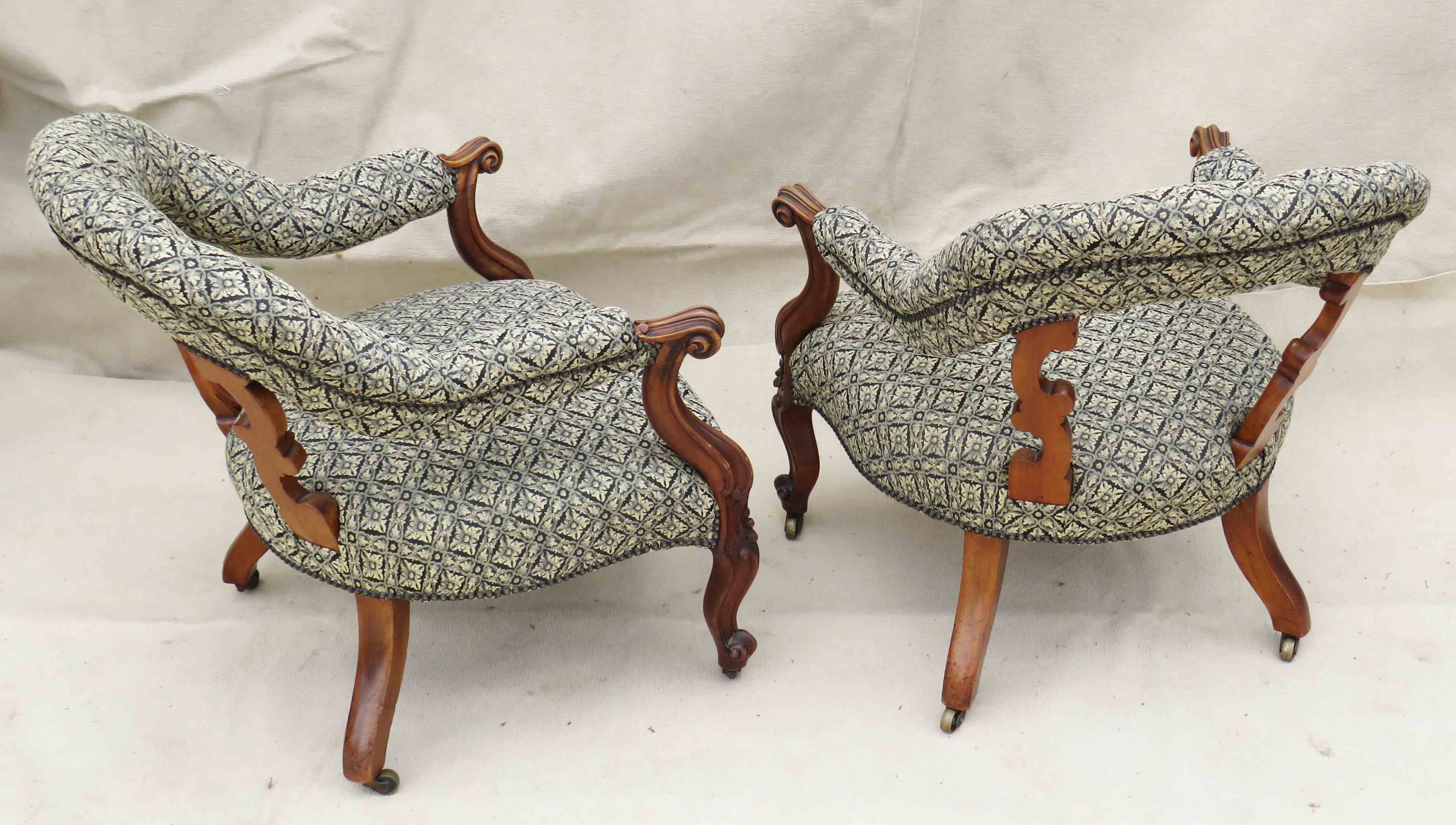 Pair Of Walnut Library Chairs, 19th Century - Image 8 of 8