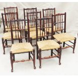 Matched Set Of 8 Spindle Back Dining Chairs, Early 19th Century