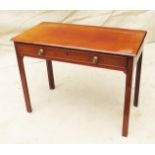 Georgian 18th Century Mahogany Side Table, having one frieze drawer retaining original brass knobs