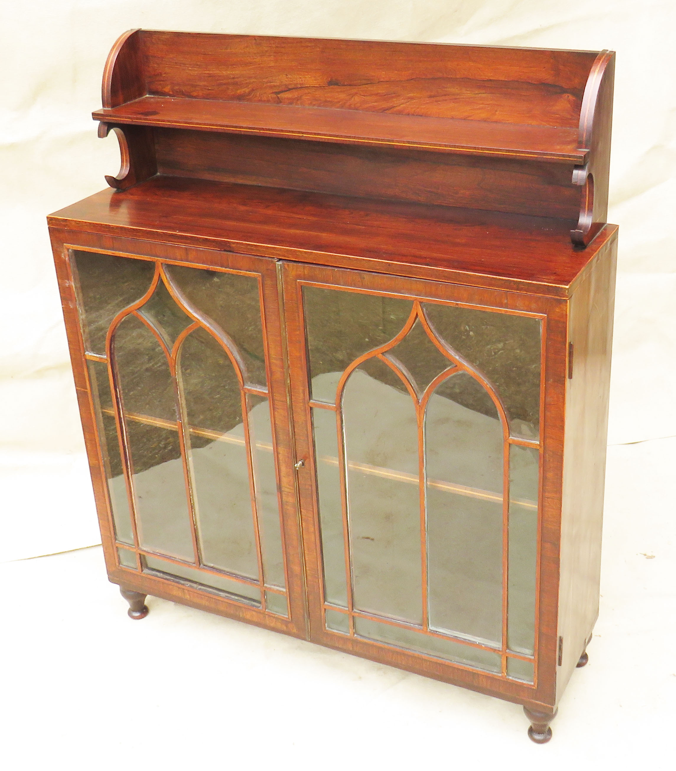 19th Century Rosewood Regency Rosewood Side Cabinet, or chiffonier, with scrolling superstructure