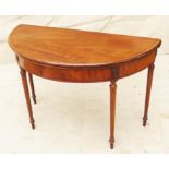 Large 18th Century Mahogany Demi Lune Card Table, in the manner of Ince & Mayhew, having well