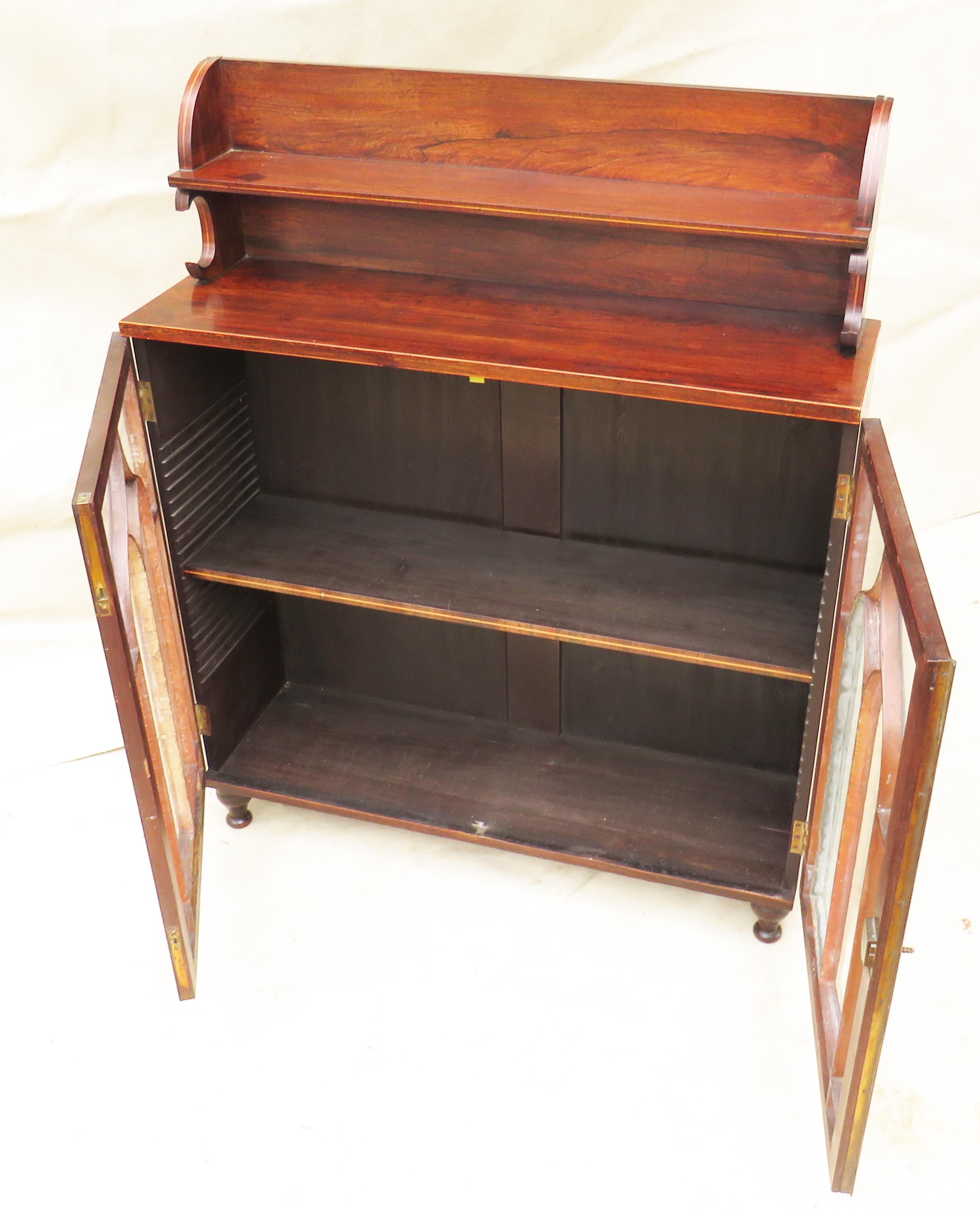 19th Century Rosewood Regency Rosewood Side Cabinet, or chiffonier, with scrolling superstructure - Image 4 of 13