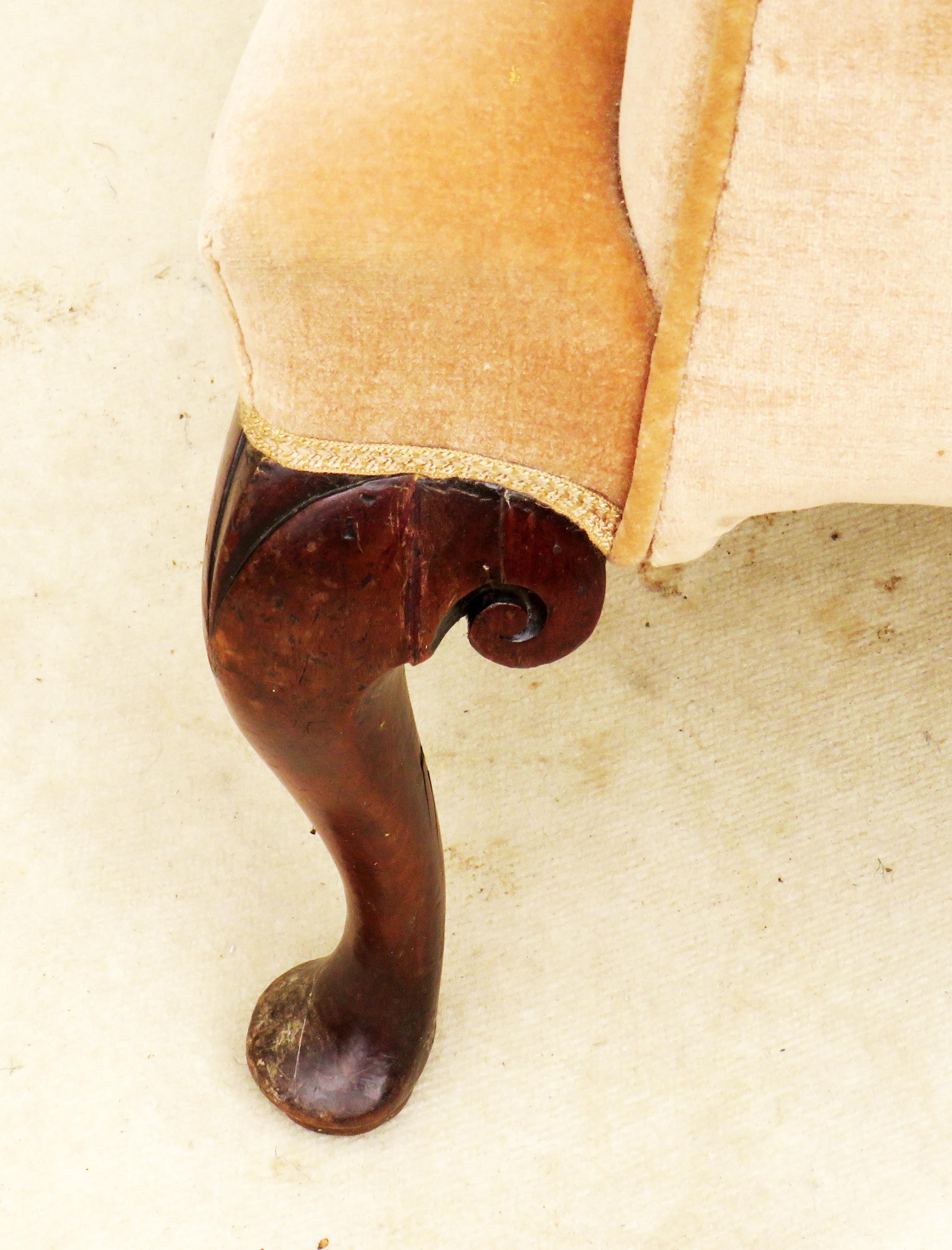 Georgian 18th Century Library Armchair raised on elegant mahogany carved cabriole legs unusually - Image 5 of 8