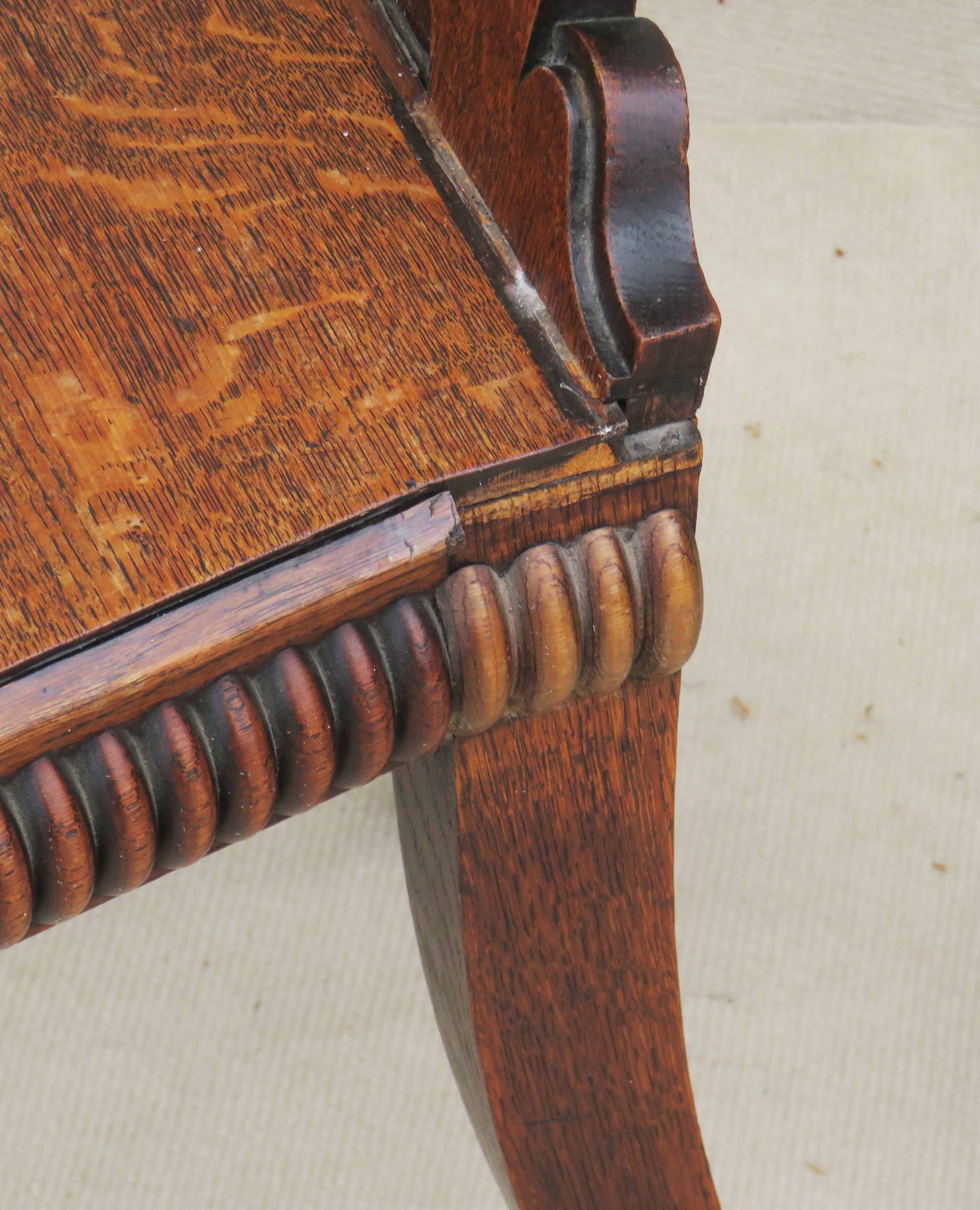 Pair Of English Oak Hall Chairs, 19th Century victorian having shield shaped backs with elegant - Image 5 of 7