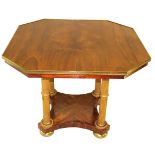 Regency 19th Century Rosewood, Brass & Parcel Gilt Centre Table, the superbly figured octagonal