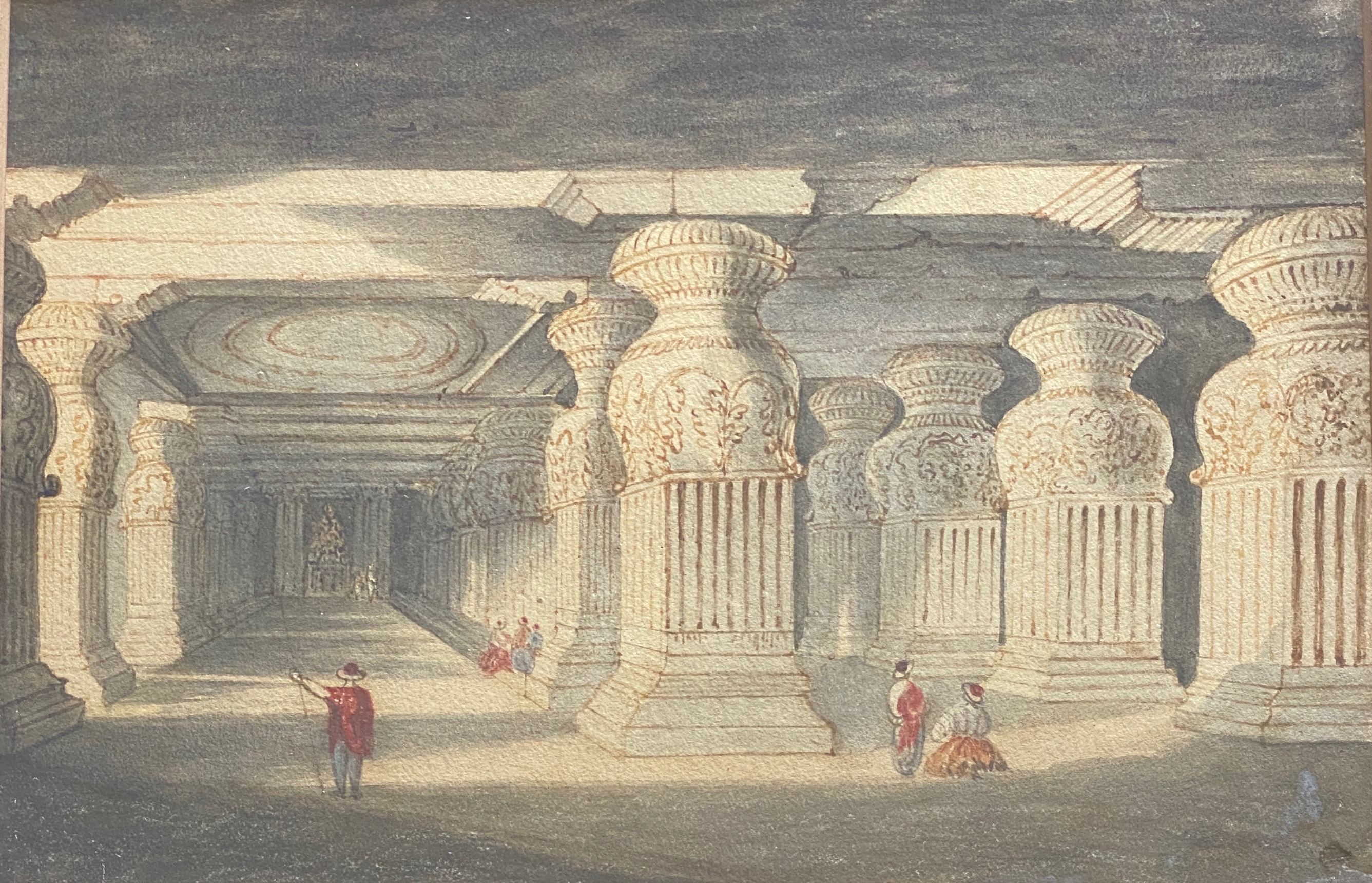 Attributed to James Wales (1747-1795). The Interior of Indra Sabha Cave Temple at Ellora A