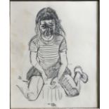 John Bratby RA 1926 - 1992 Portrait of Diana Solomons black crayon Â 17 1/2 x 14 inches 44 x 35