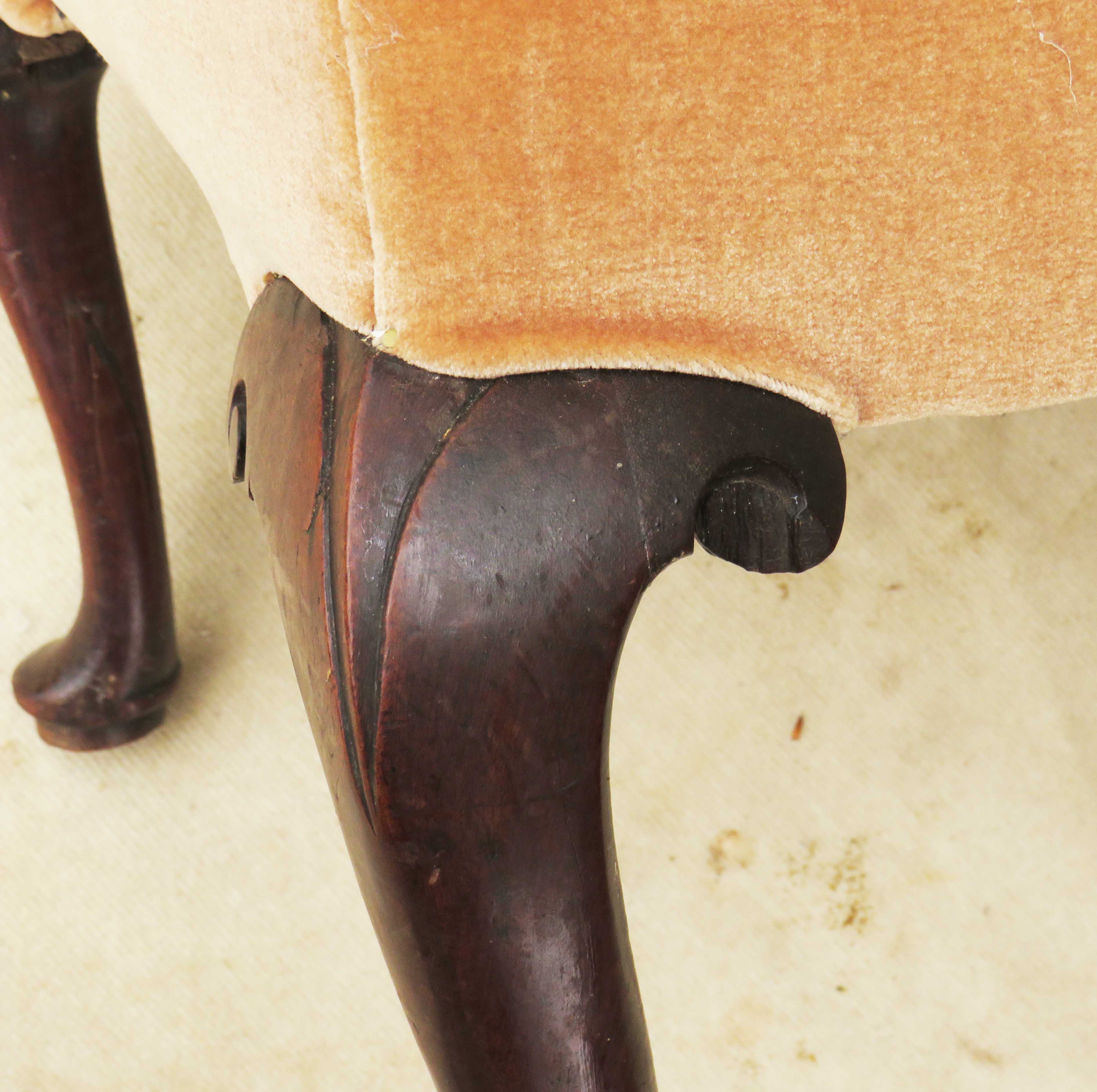 Georgian 18th Century Library Armchair raised on elegant mahogany carved cabriole legs unusually - Image 7 of 8