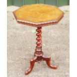 19th Century Victorian Pollard Oak Wine Table having octagonal top with attractive moulded carved