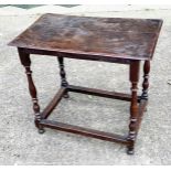 Queen Anne Period Early 18th Century Oak Occasional Table having rectangular top raised on elegant