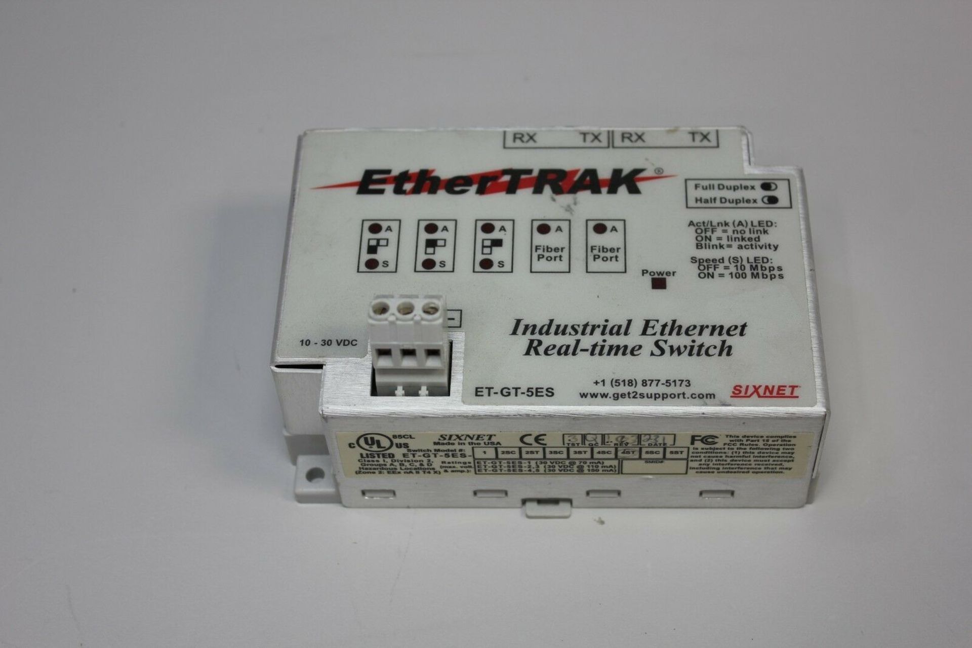 SIXNET ETHERTRAK INDUSTRIAL ETHERNET REAL-TIME SWITCH