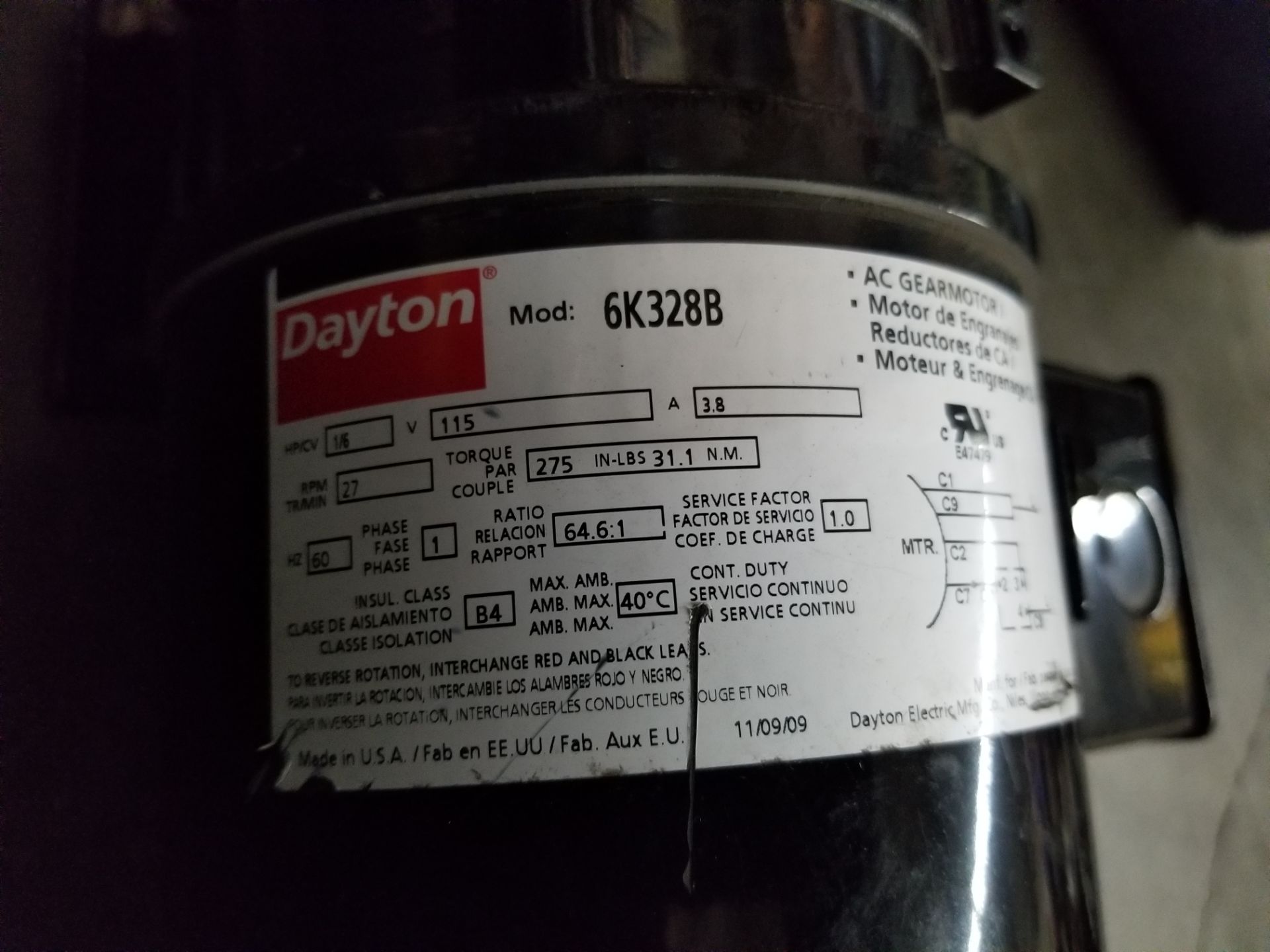 DAYTON AC GEAR MOTOR - Image 3 of 4