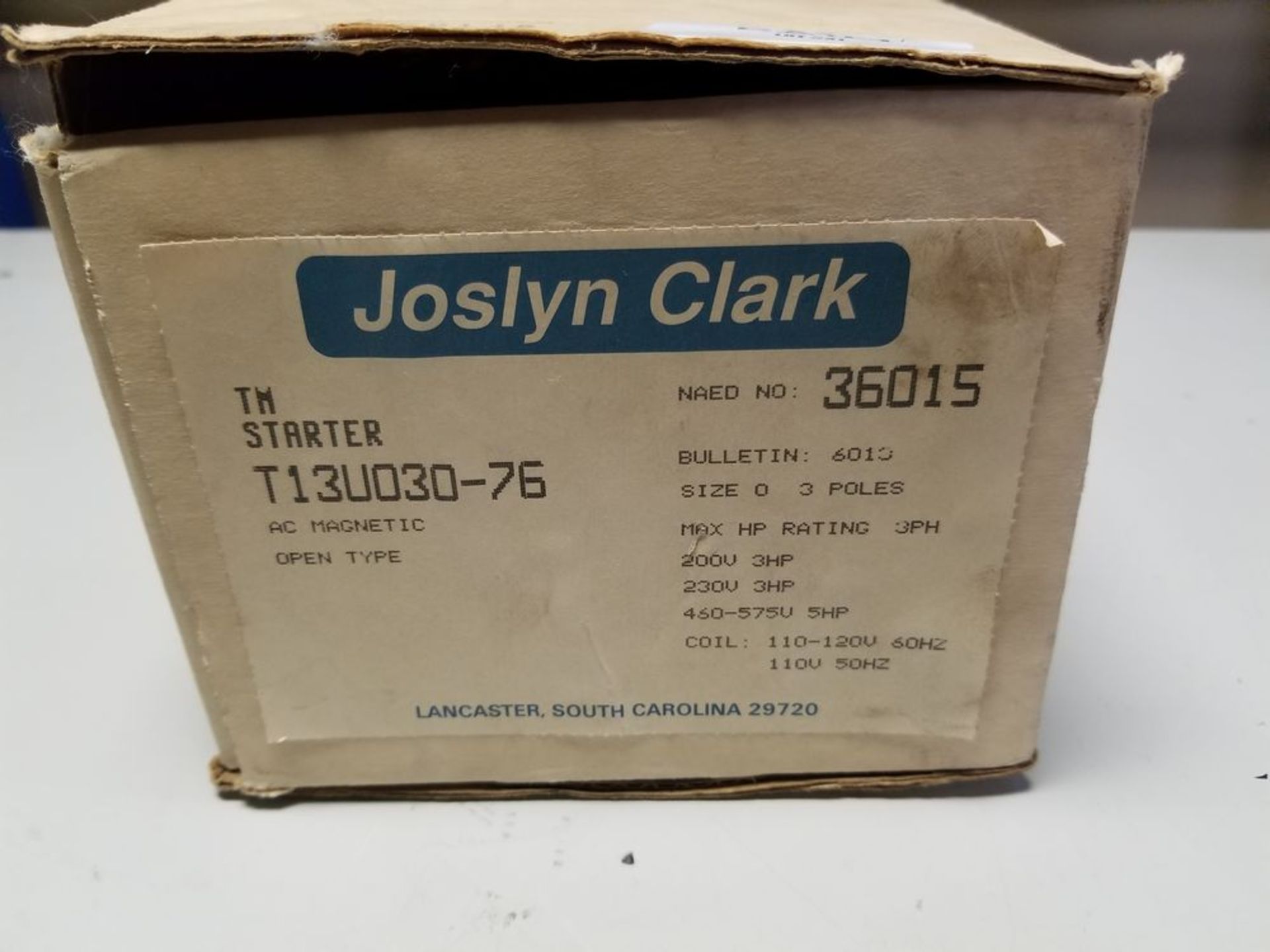 NEW JOSLYN CLARK AC MAGNETIC OPEN TYPE STARTER - Image 2 of 5