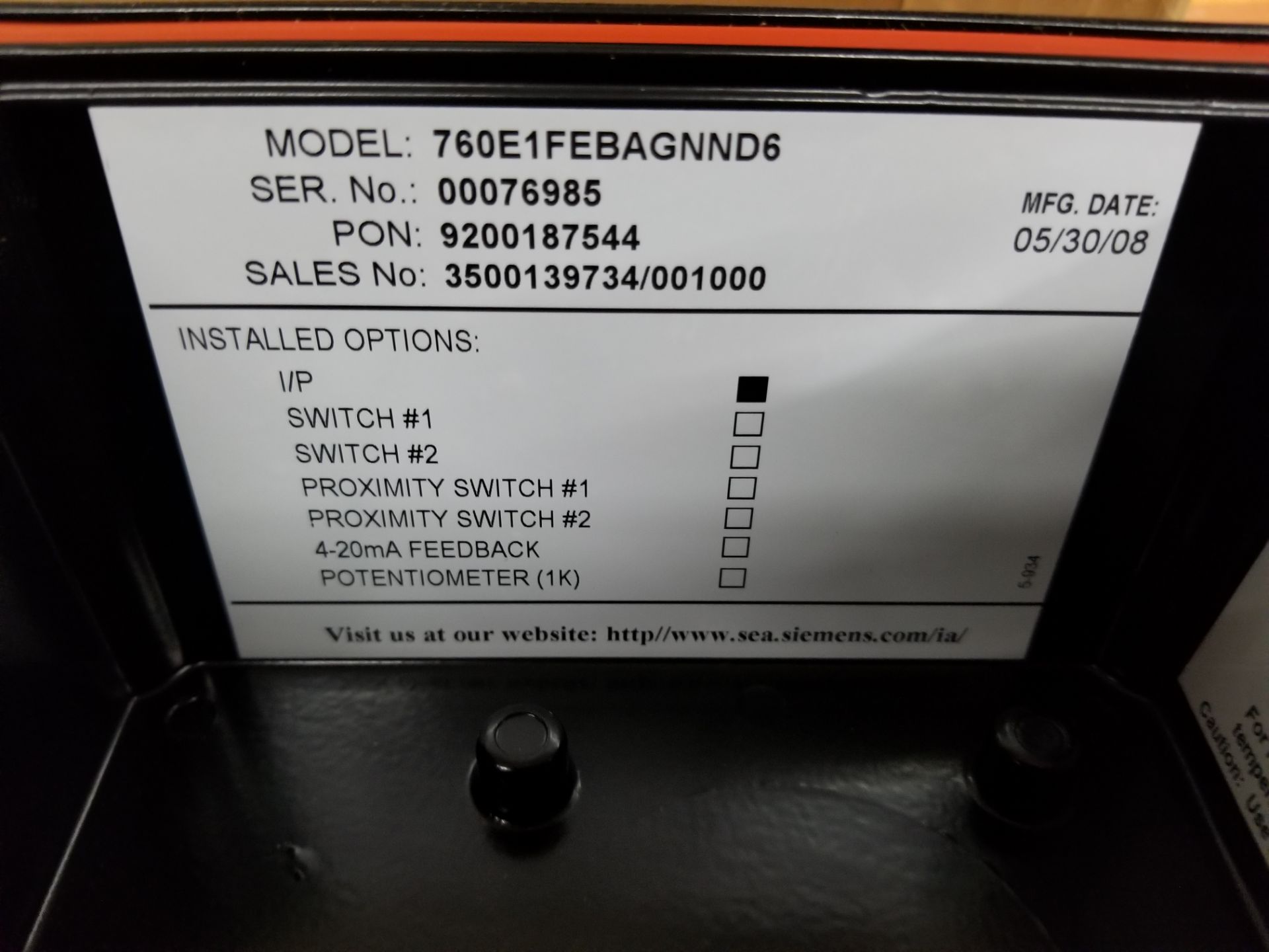 NEW SIEMENS SERIES 760 VALVE CONTROLLER/POSITIONER - Image 9 of 11